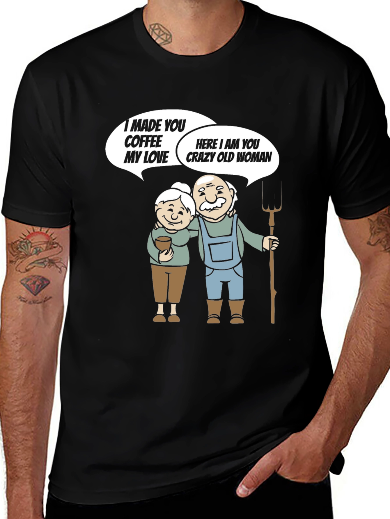 Variant 23 of Coffee Love Crazy Old Woman Graphic Tee