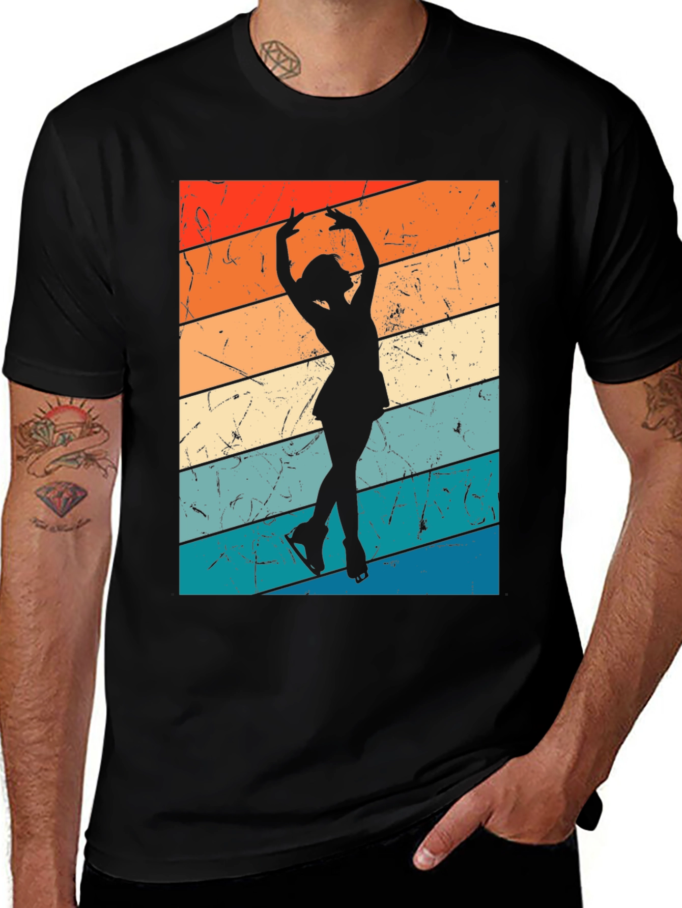 Variant 17 of Retro Ice Skating Silhouette T-Shirt