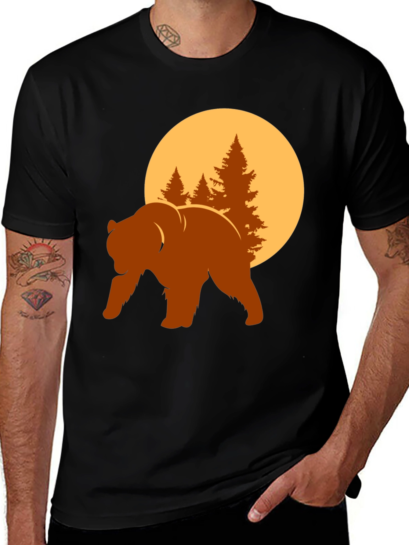 Variant 26 of Bear & Forest Graphic Tee - Nature Lover's Shirt