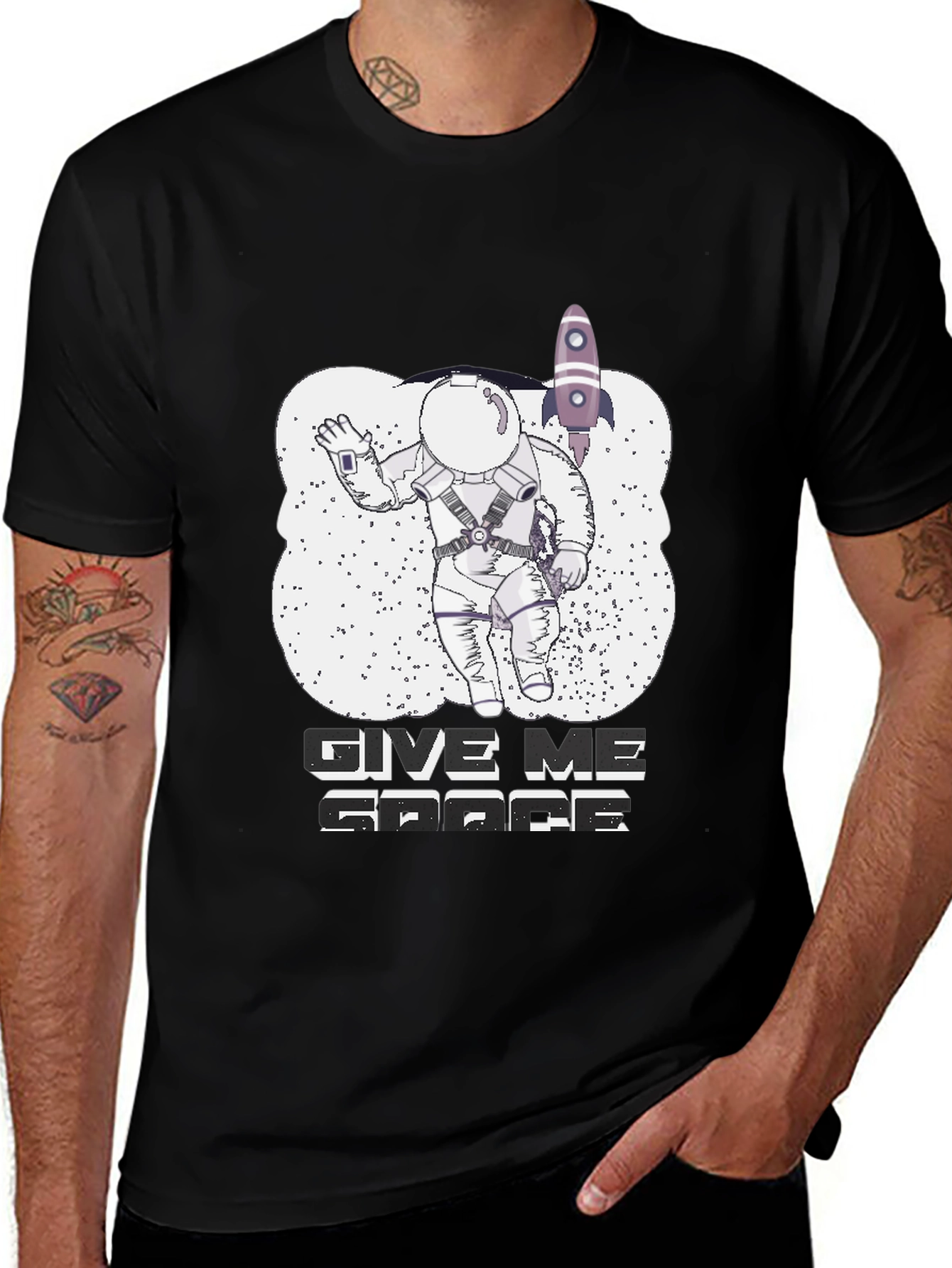 Variant 6 of Give Me Space T-Shirt Astronaut Rocket Graphic