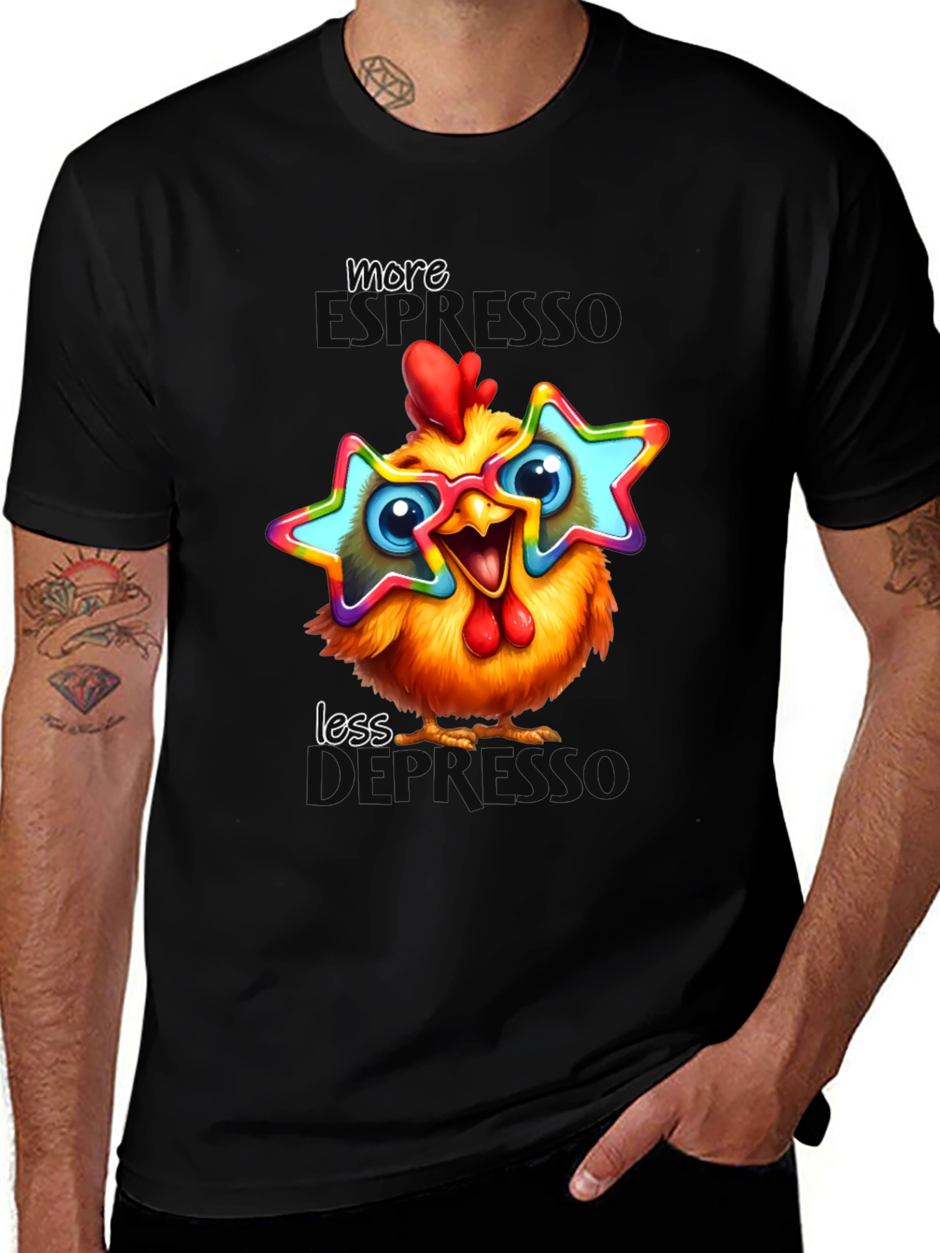 Variant 2 of Funny Chicken T-Shirt with Star Glasses