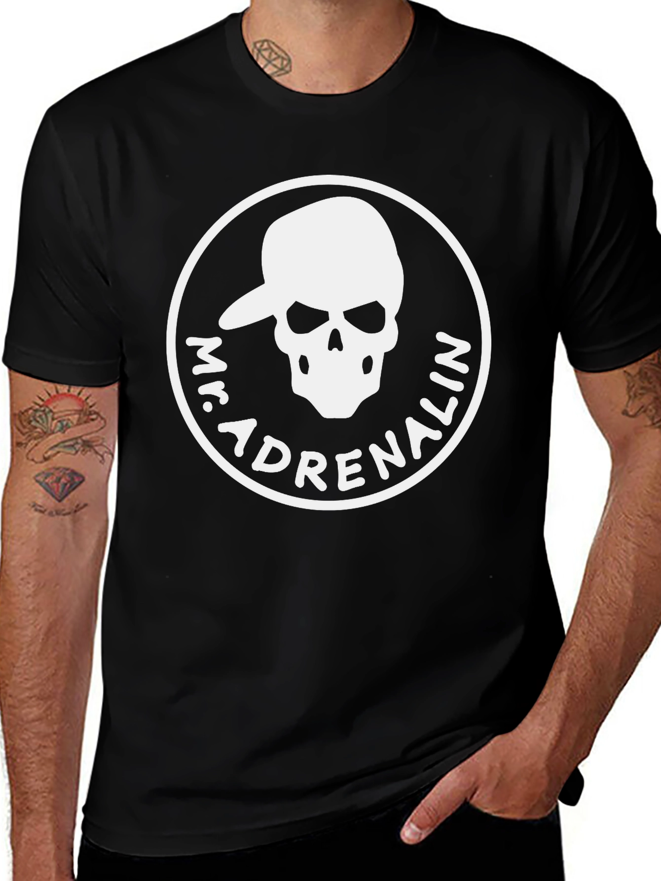 Variant 11 of Mr. Adrenalin Skull Graphic Black T-Shirt