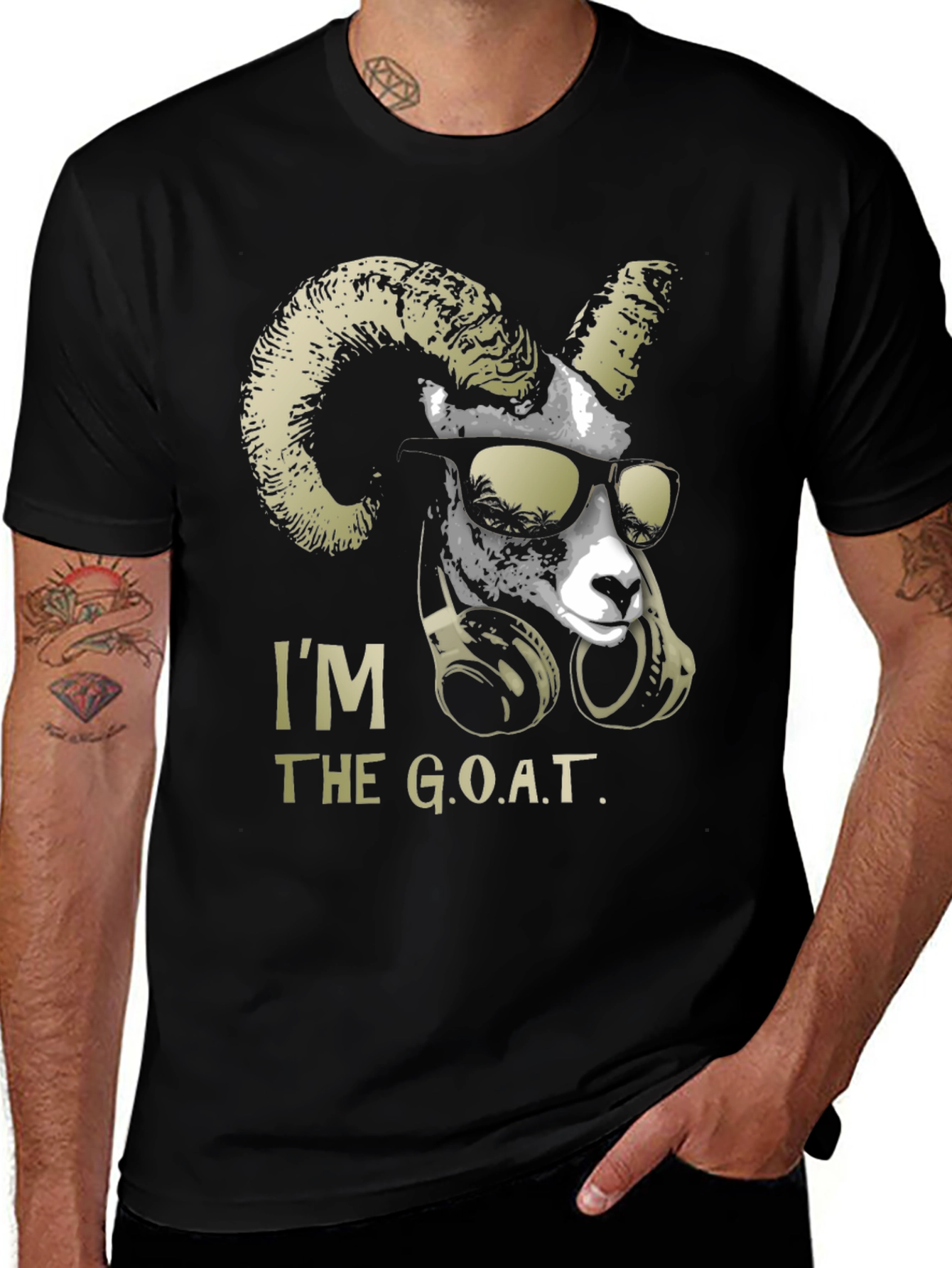 Variant 14 of I'm The G.O.A.T. Graphic Tee - Black T-Shirt