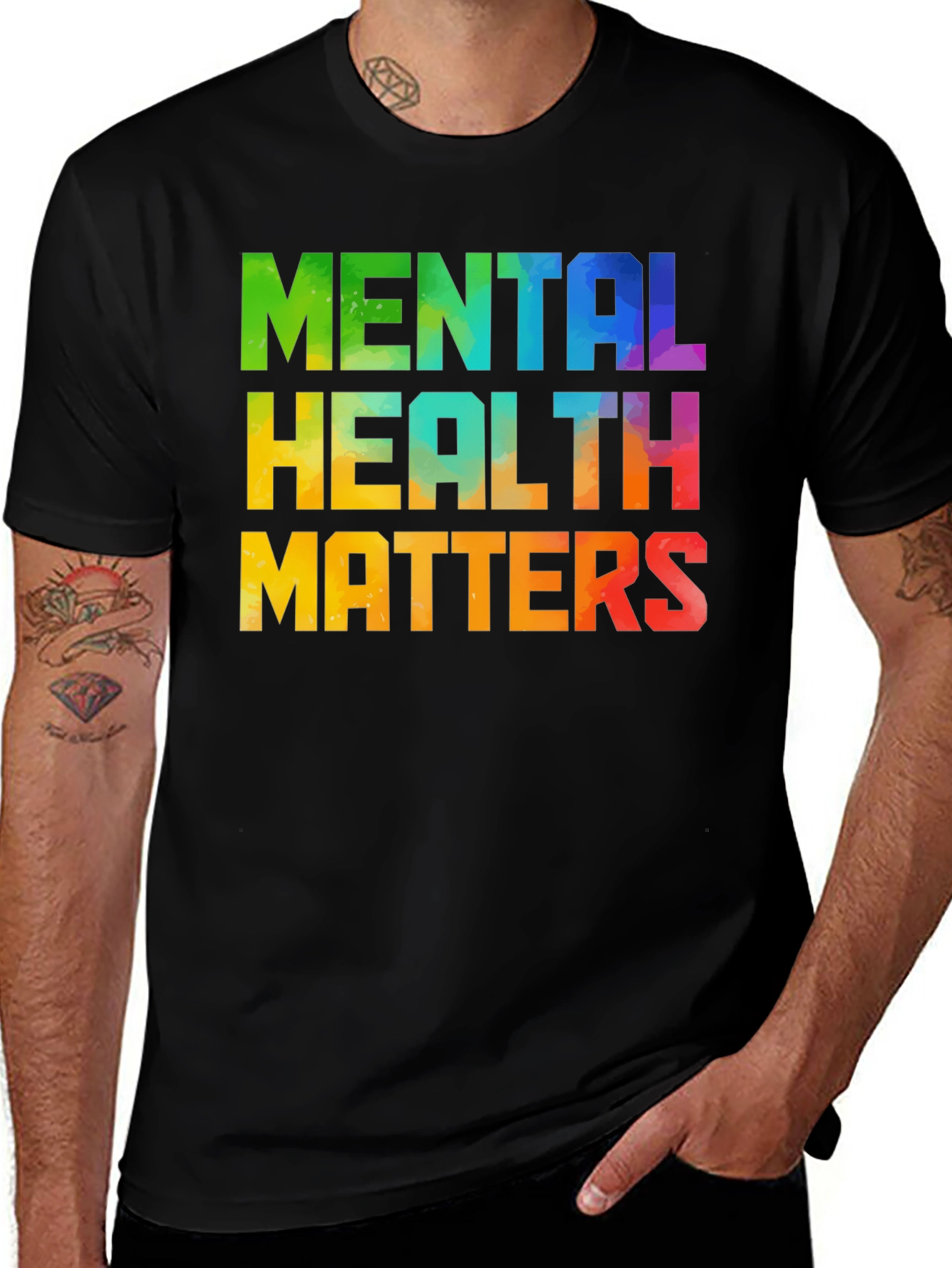 Mental Health Matters Graphic Tee - Black Cotton T-Shirt
