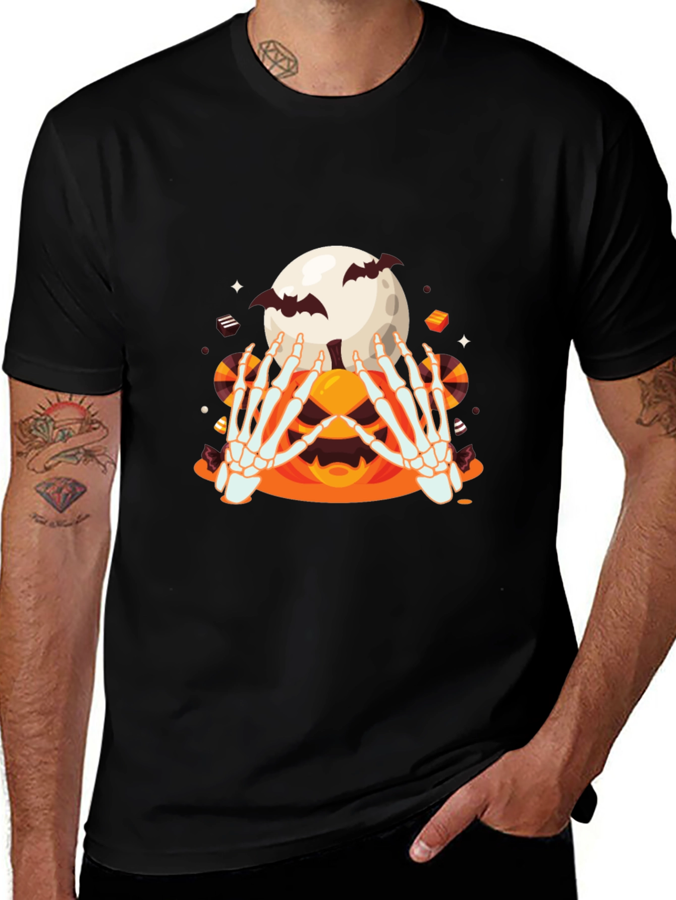 Spooky Skeleton Hands Halloween Graphic Tee