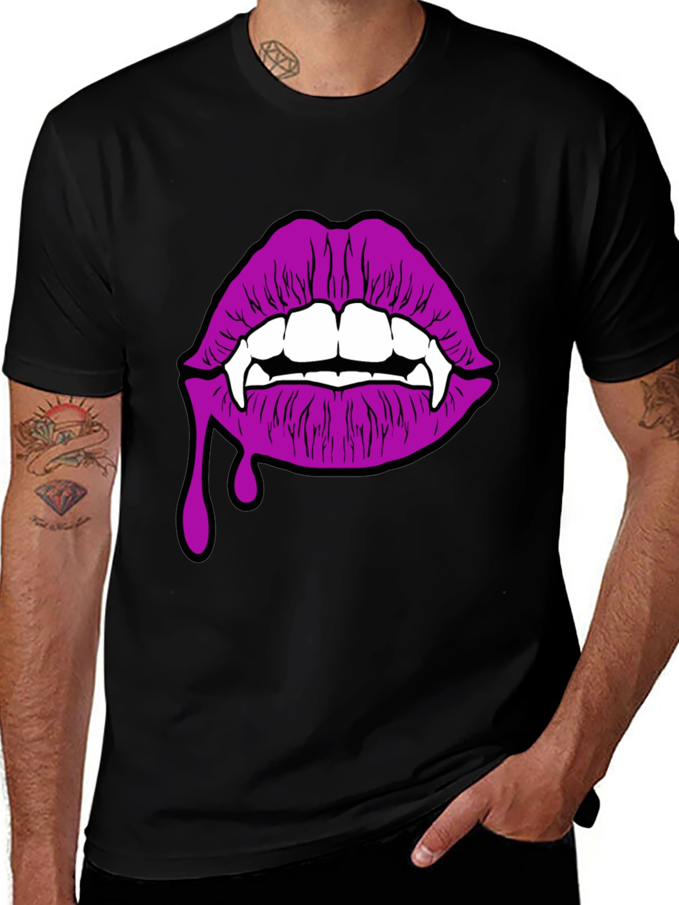 Variant 8 of Vampire Lips T-Shirt - Black Graphic Tee
