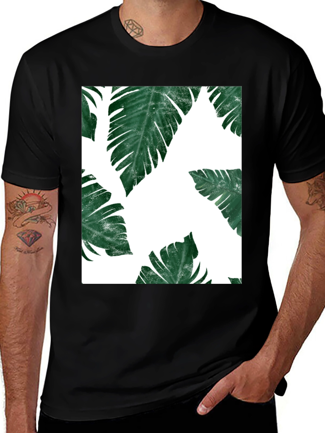 Variant 6 of Tropical Leaf Print T-Shirt - Modern Graphic Tee