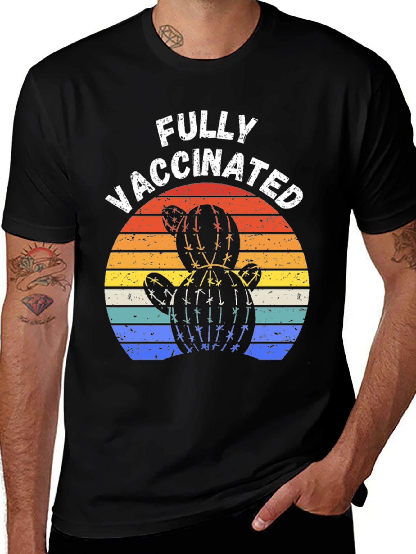 Variant 26 of Fully Vaccinated Cactus Sunset T-Shirt