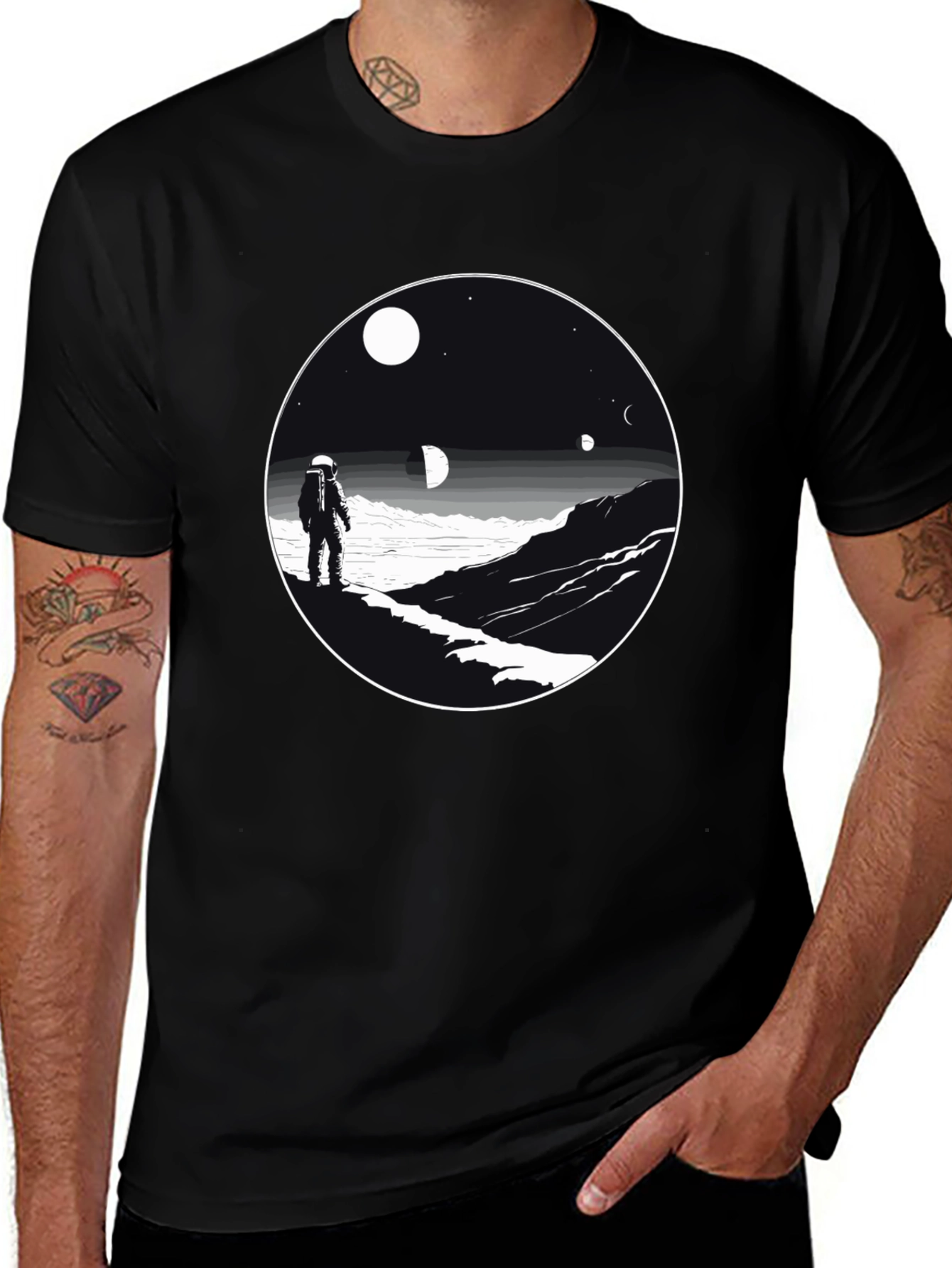 Astronaut Scene Graphic Tee - Black