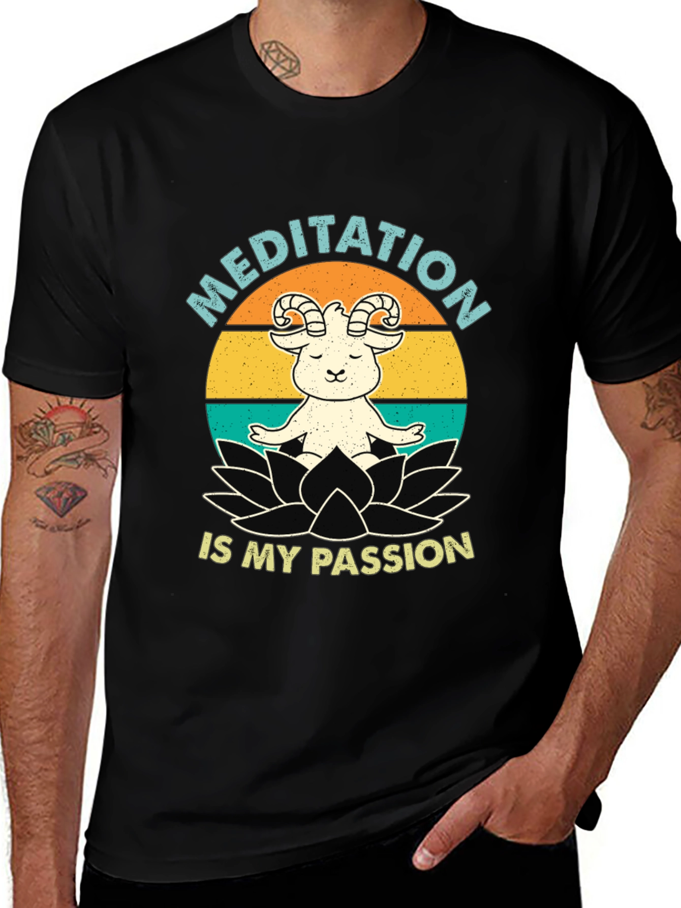 Variant 22 of Meditation Goat T-Shirt: Peaceful & Fun!