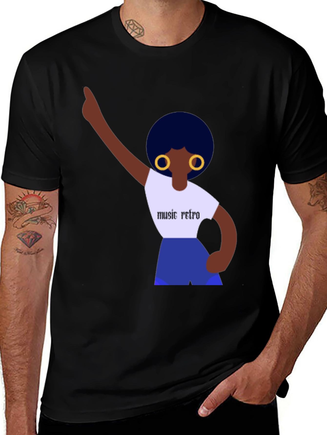 Variant 20 of Retro Music Graphic Tee - Black Cotton Shirt