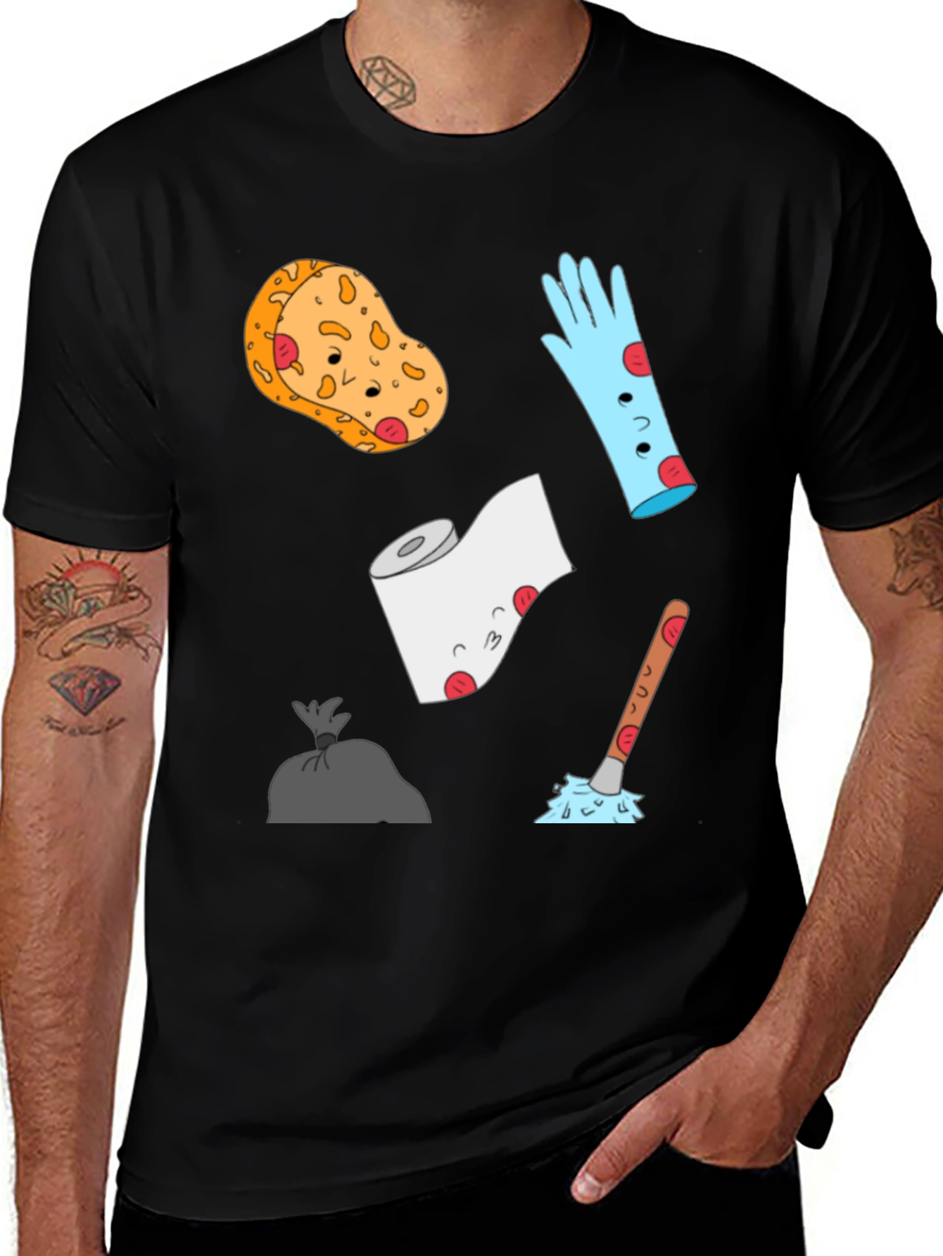 Variant 24 of Cleaning Crew Cartoon Graphic Black T-Shirt