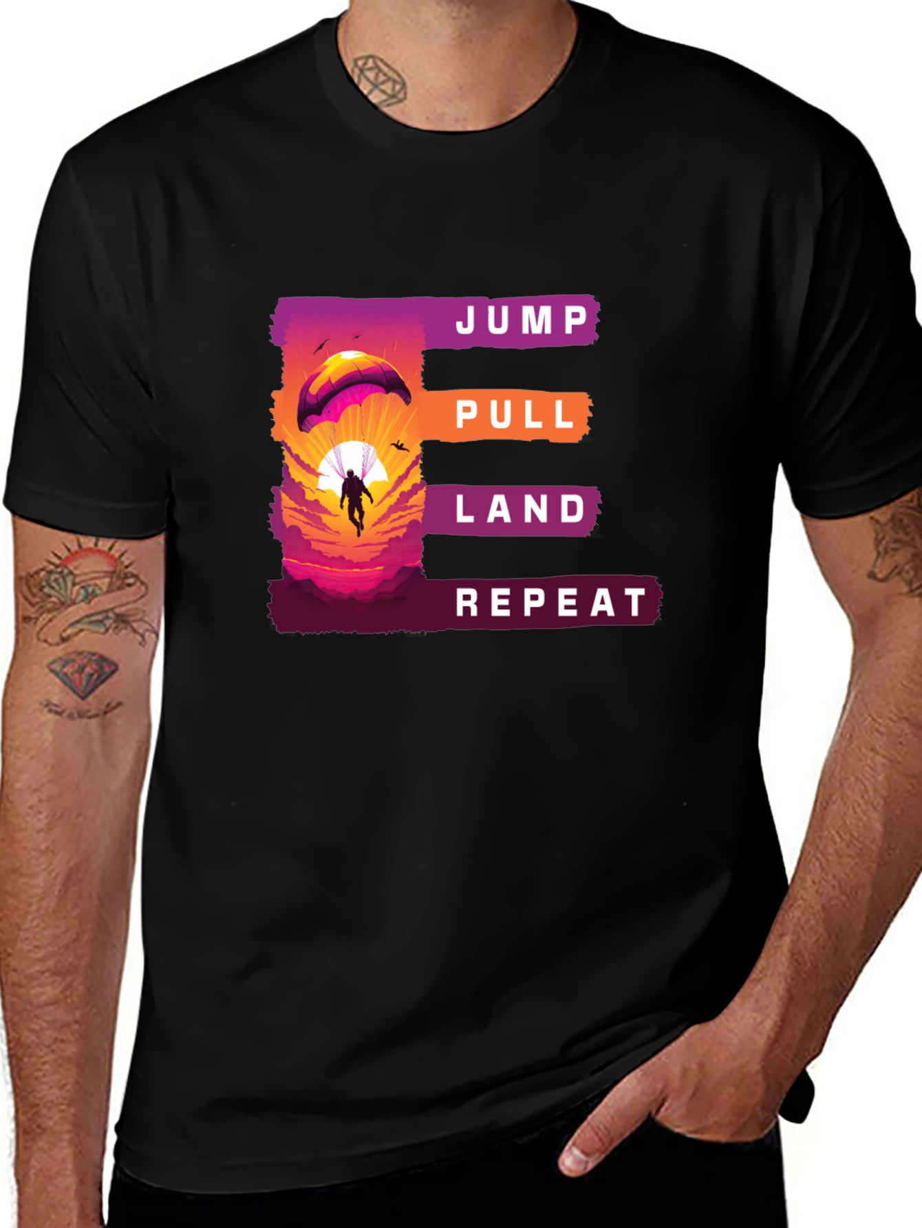 Variant 19 of Jump Pull Land Repeat Paragliding T-Shirt