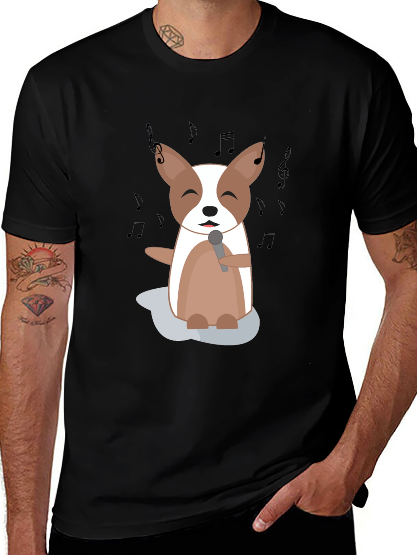 Variant 29 of Singing Dog Cartoon Graphic T-Shirt