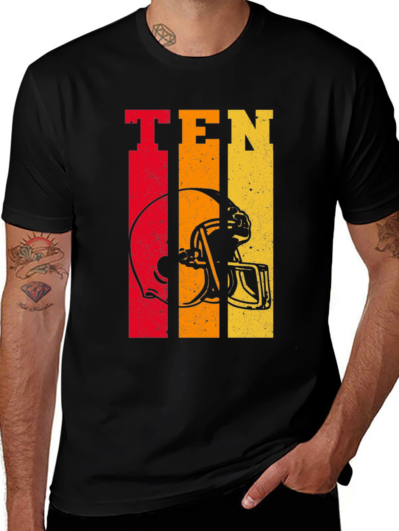 Variant 6 of Retro Style Football Helmet Tee - "TEN"