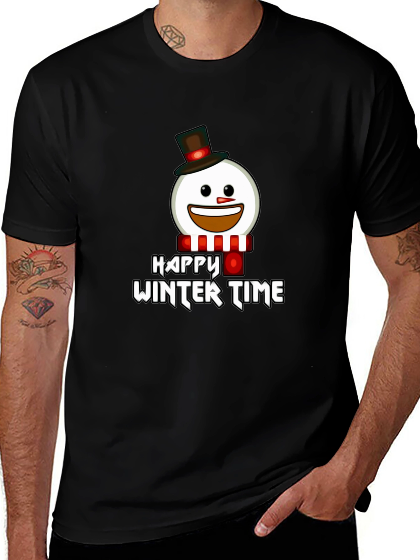Variant 14 of Happy Winter Time Snowman Graphic Tee