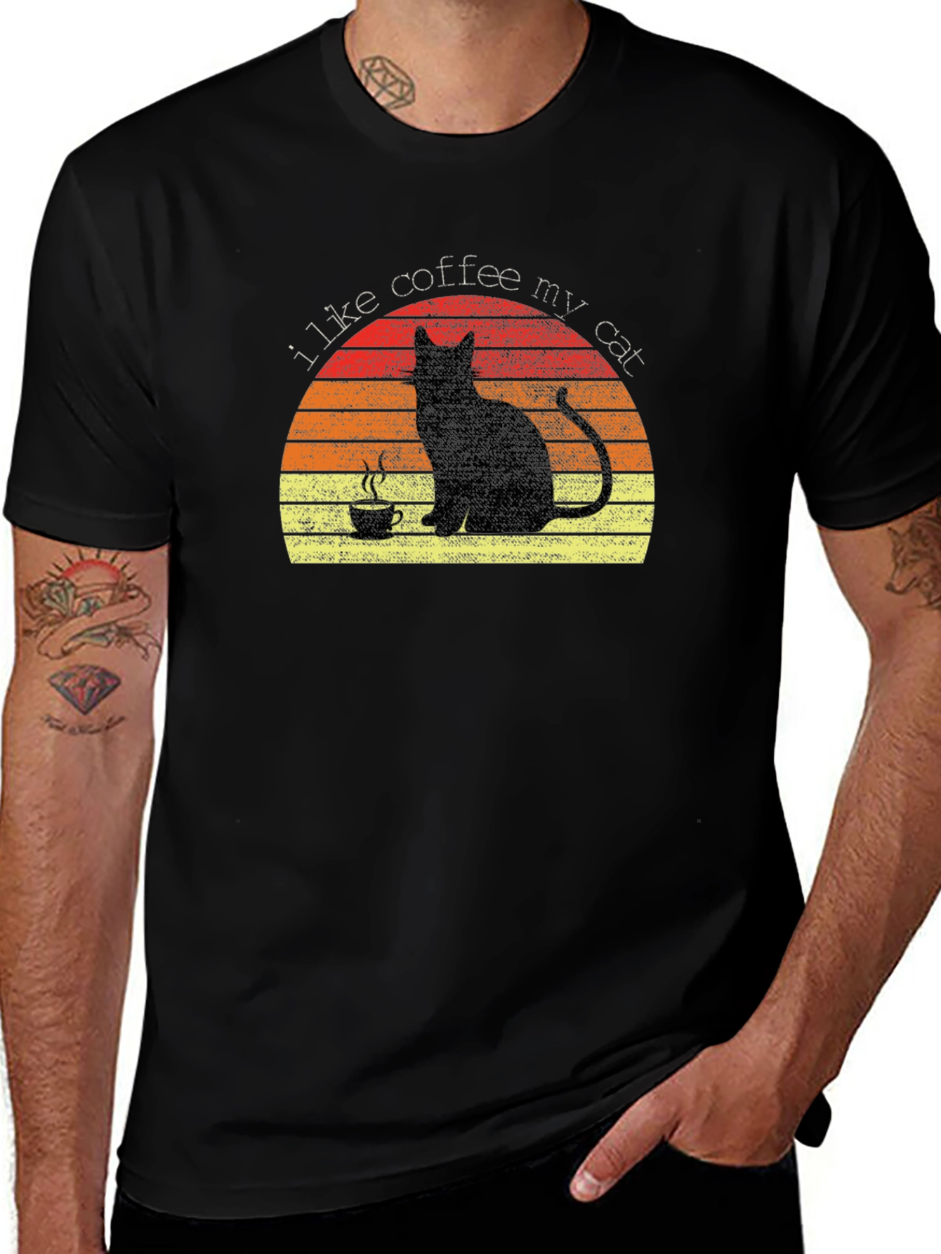 Variant 7 of I Like Coffee My Cat T-Shirt - Black Tee