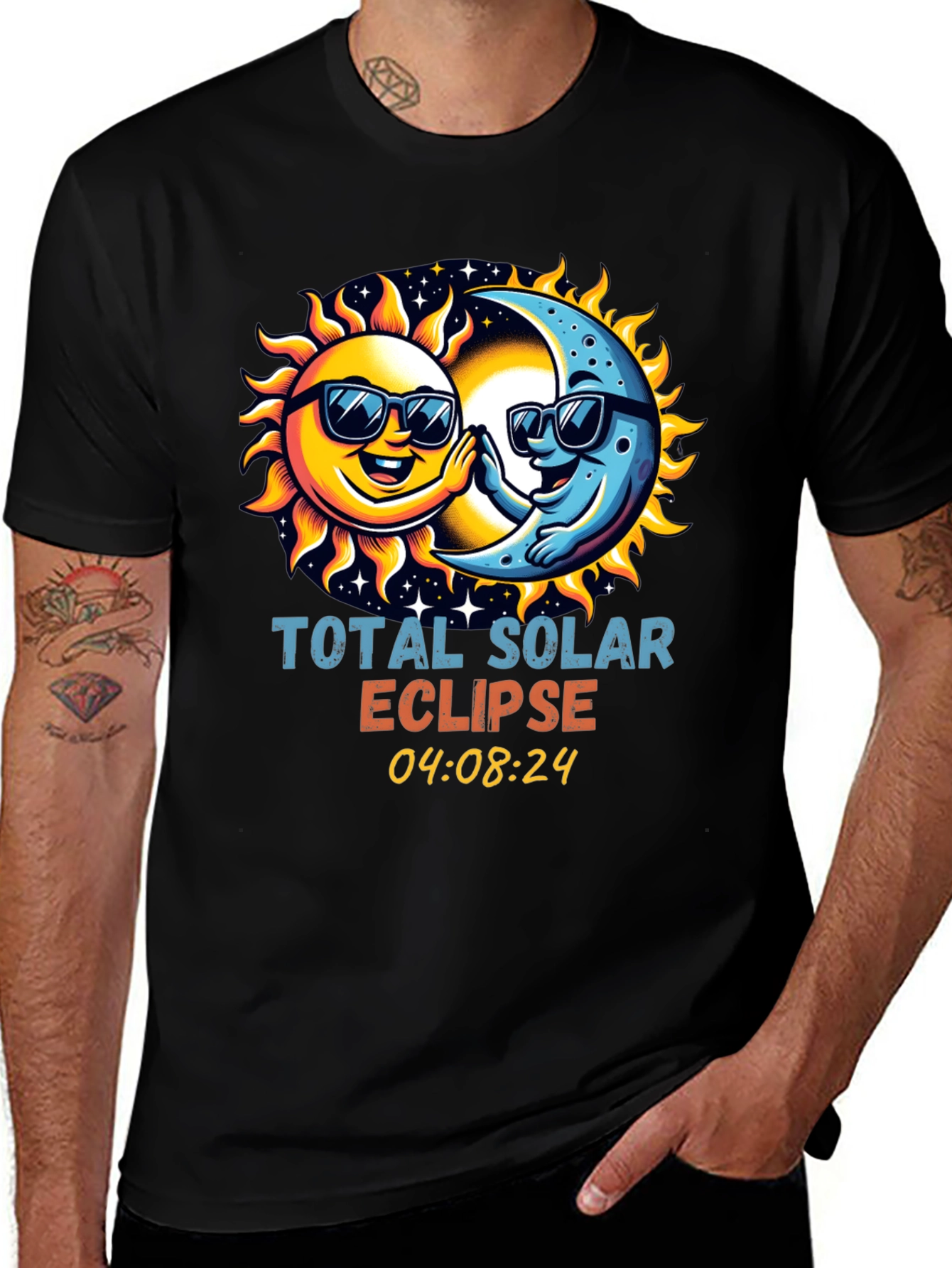 Variant 25 of Total Solar Eclipse T-Shirt - Sun and Moon Design