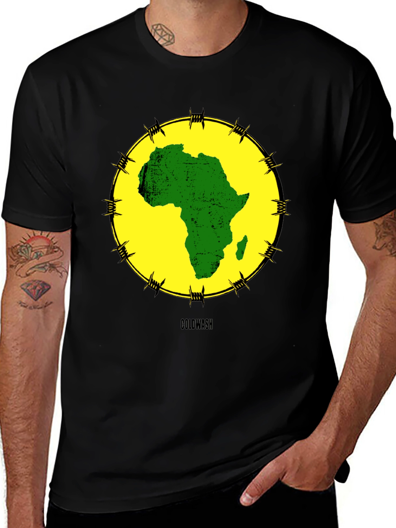 Variant 23 of Africa Map Graphic Tee - Black Cotton T-Shirt