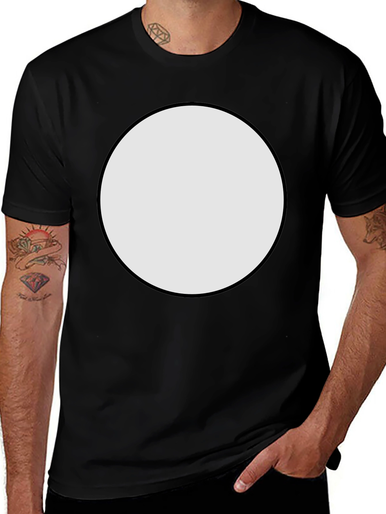 Variant 9 of Black Crew Neck T-Shirt with Customizable Round Patch