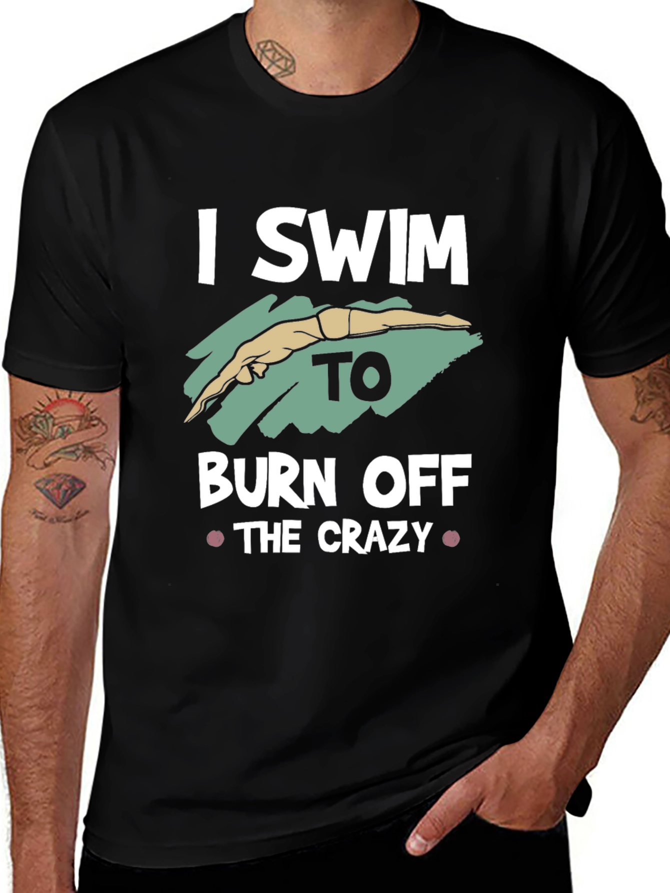 Black I Swim to Burn Off the Crazy T-Shirt main image
