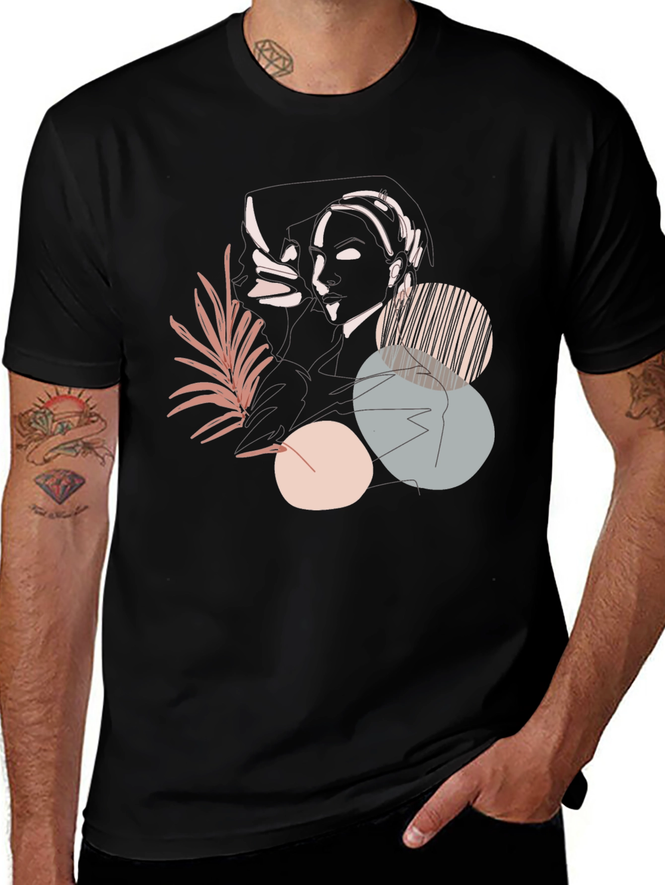 Abstract Graphic Black T-Shirt