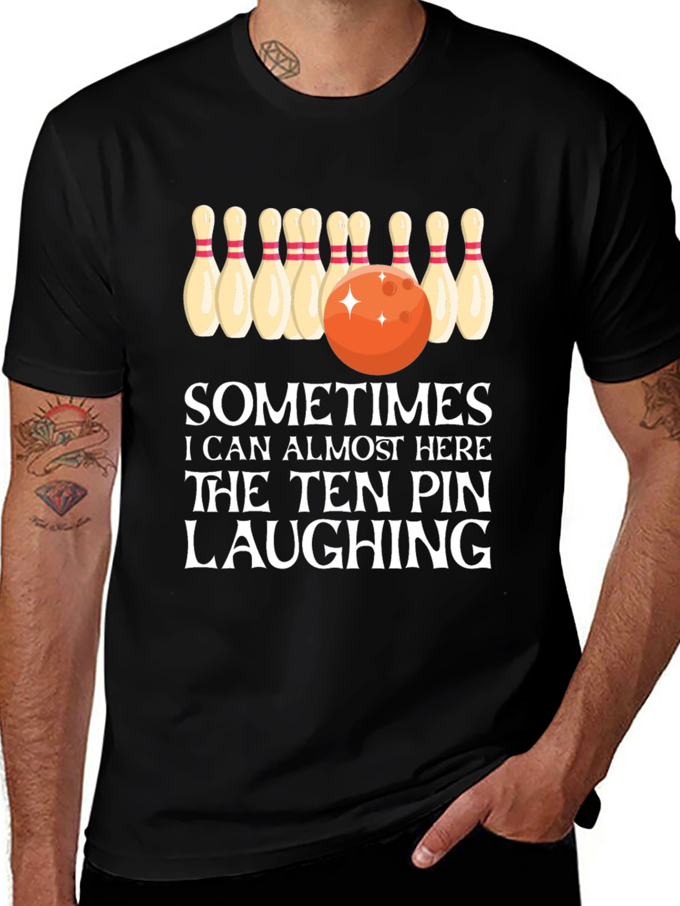Variant 10 of Funny Bowling T-Shirt: Ten Pin Laughing