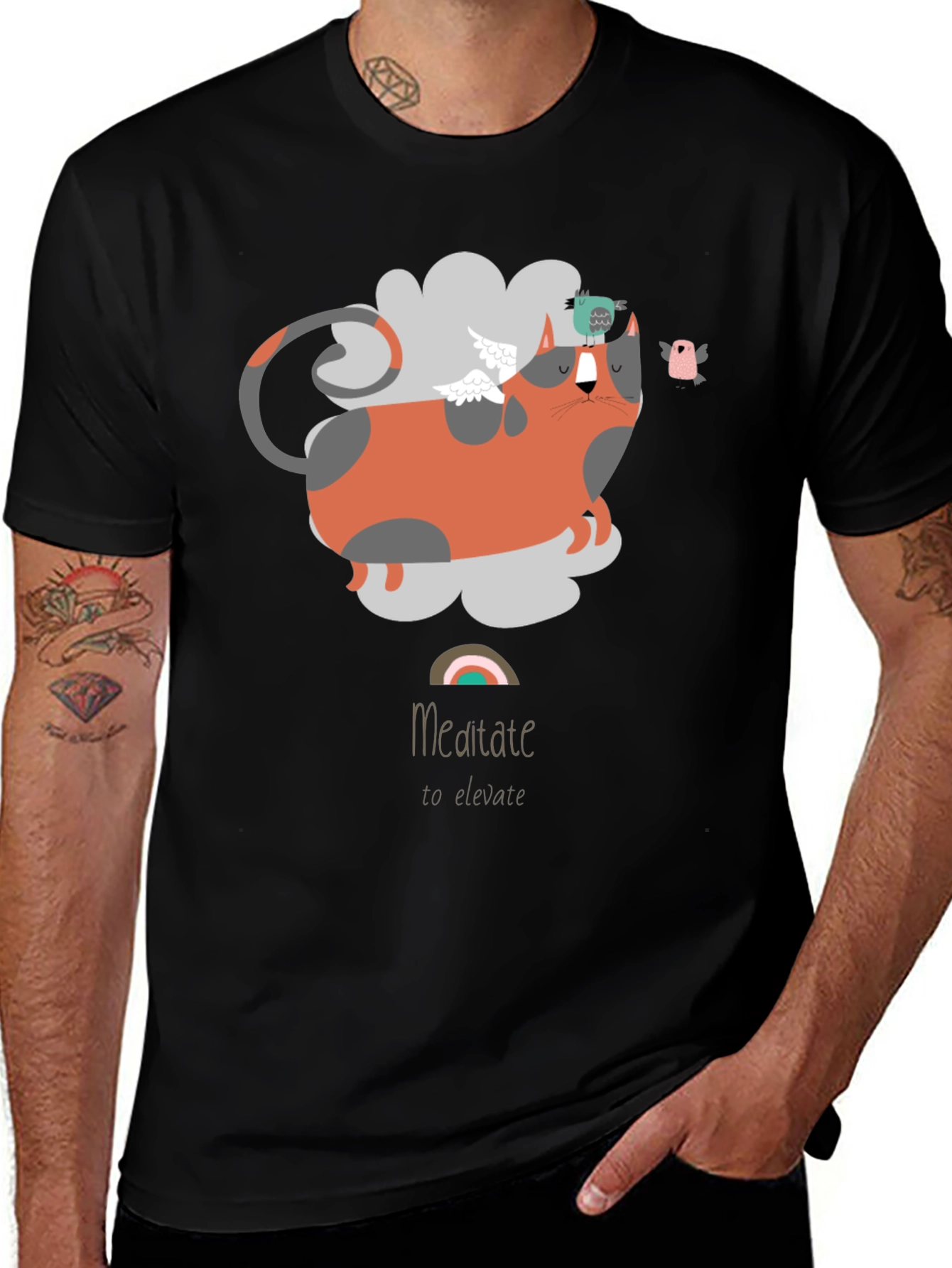 Variant 11 of Meditate To Elevate Cat T-Shirt