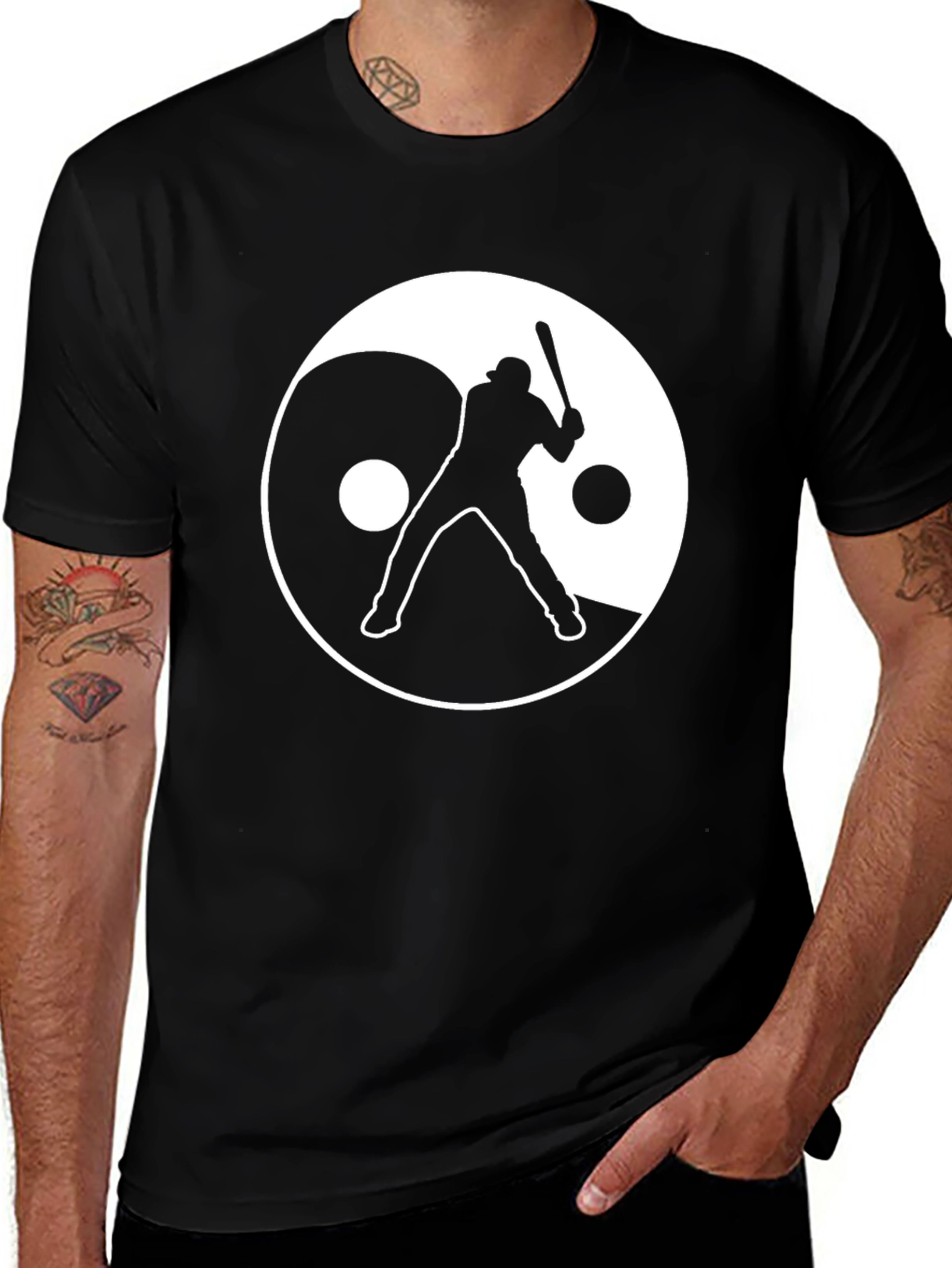Variant 20 of Yin Yang Baseball Graphic Tee - Black