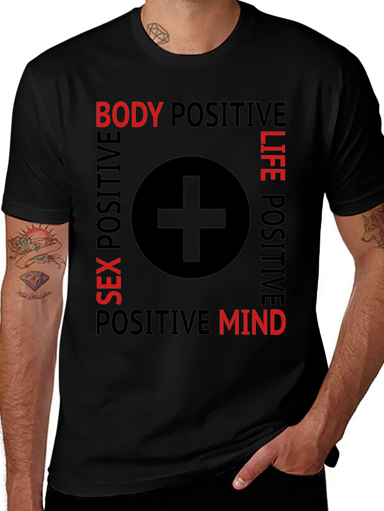 Variant 4 of Body Positive Graphic Tee - Black Cotton T-Shirt