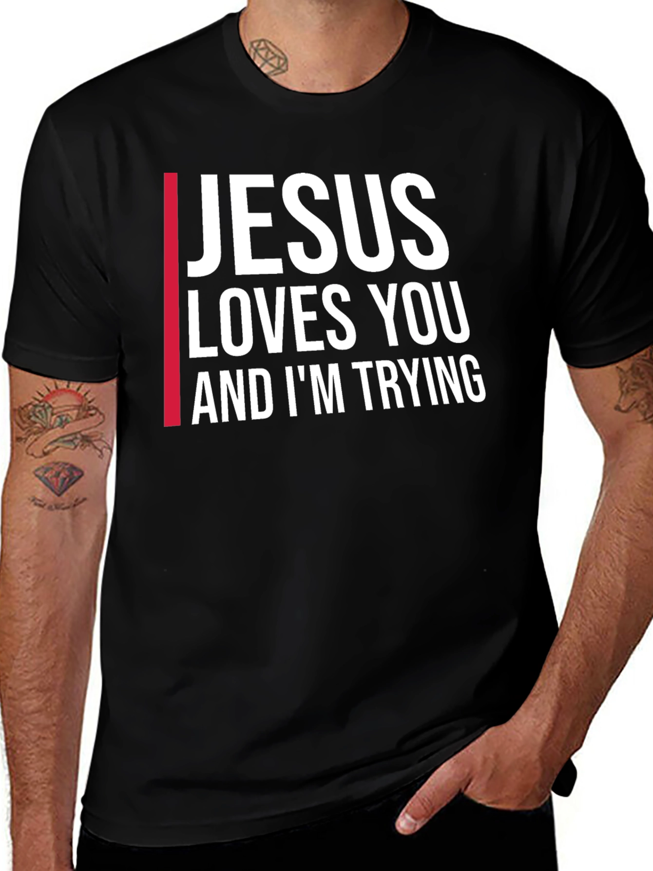 Variant 28 of Jesus Loves You Graphic Tee - Black