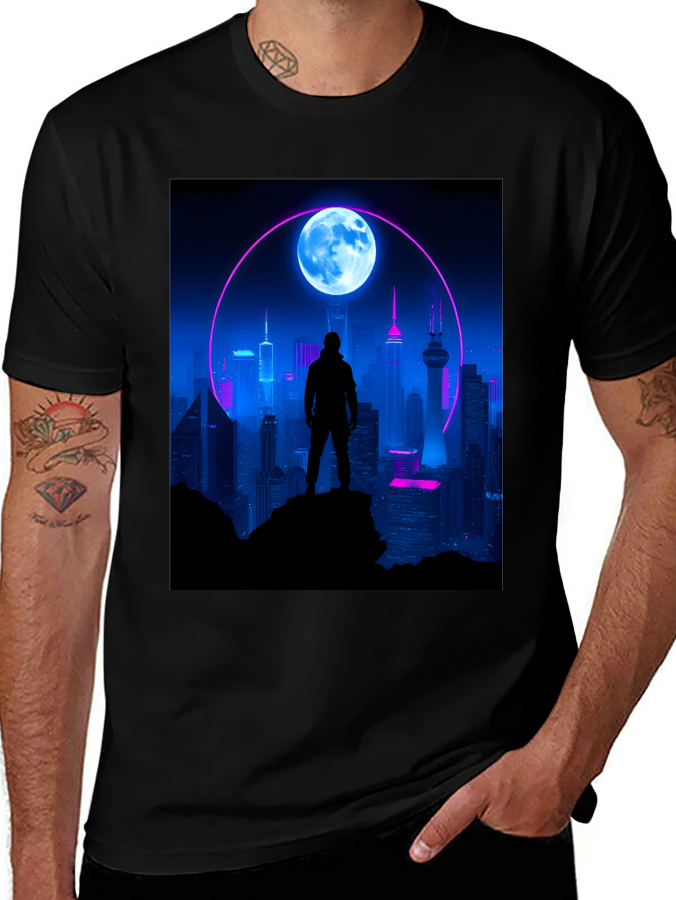 Variant 18 of Cyberpunk Cityscape T-Shirt