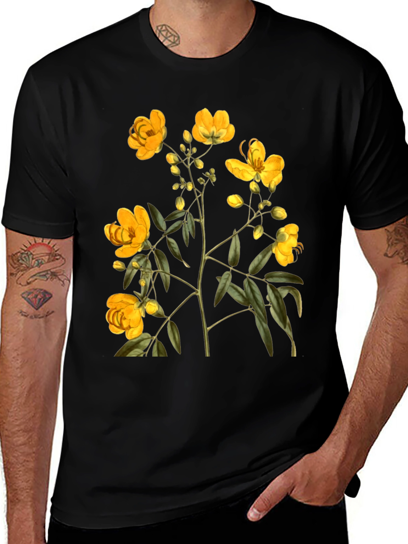 Variant 25 of Floral Print Black T-Shirt