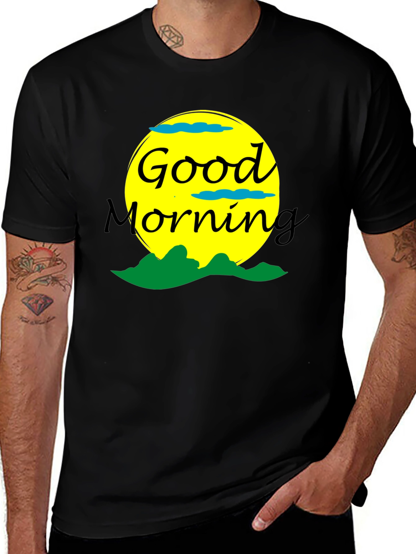 Good Morning Graphic Tee - Black Cotton T-Shirt