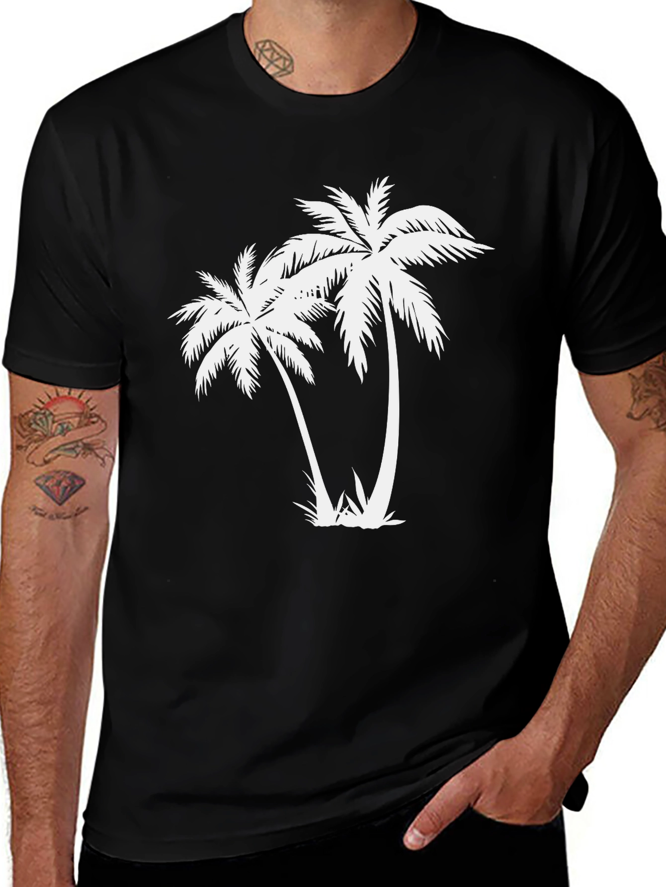 Variant 20 of Black Palm Tree Graphic Tee - Tropical Vibe