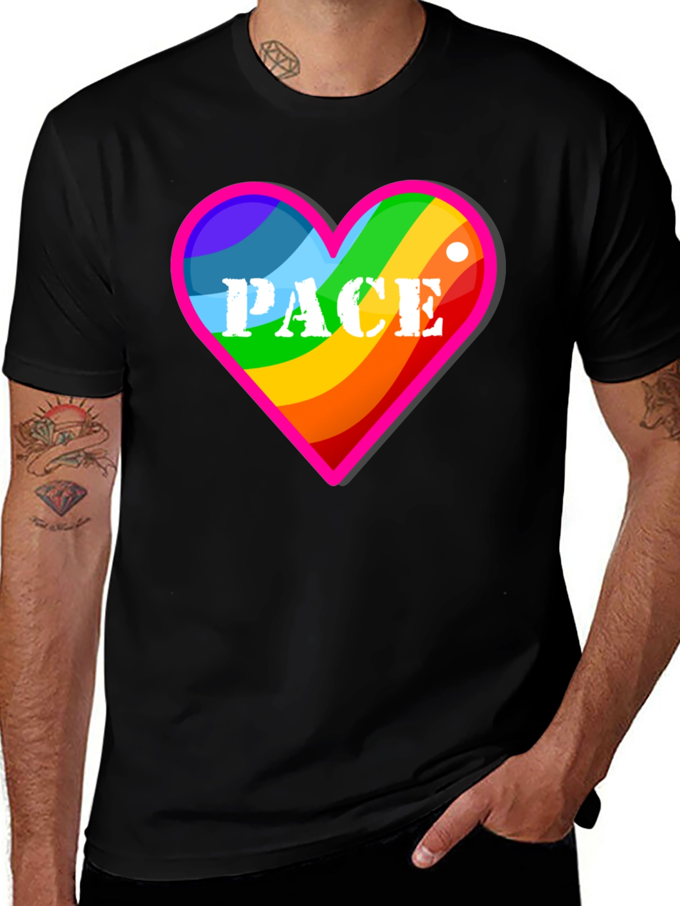 Variant 29 of Rainbow Heart "PACE" Graphic Tee