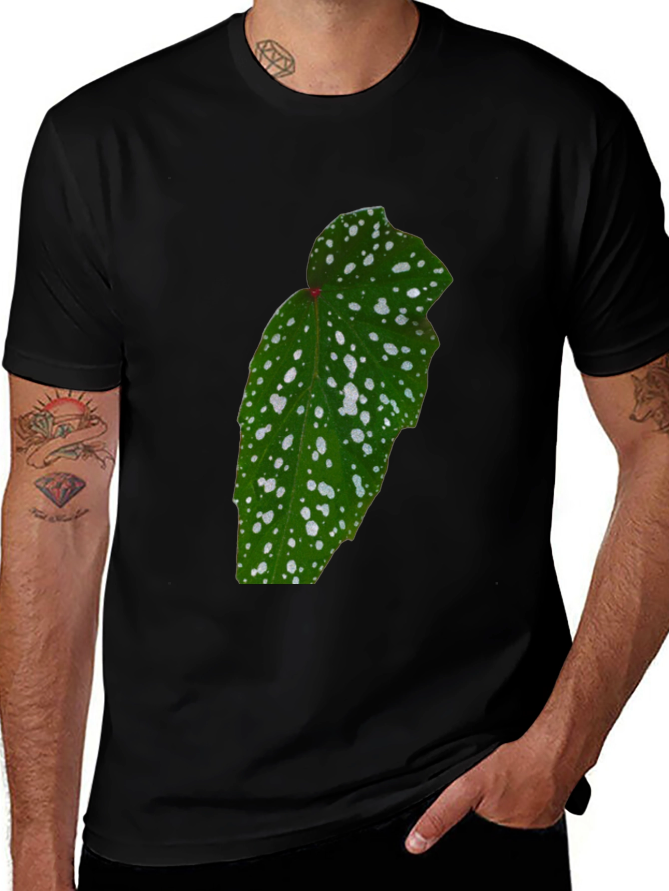 Botanical Begonia Black T-Shirt