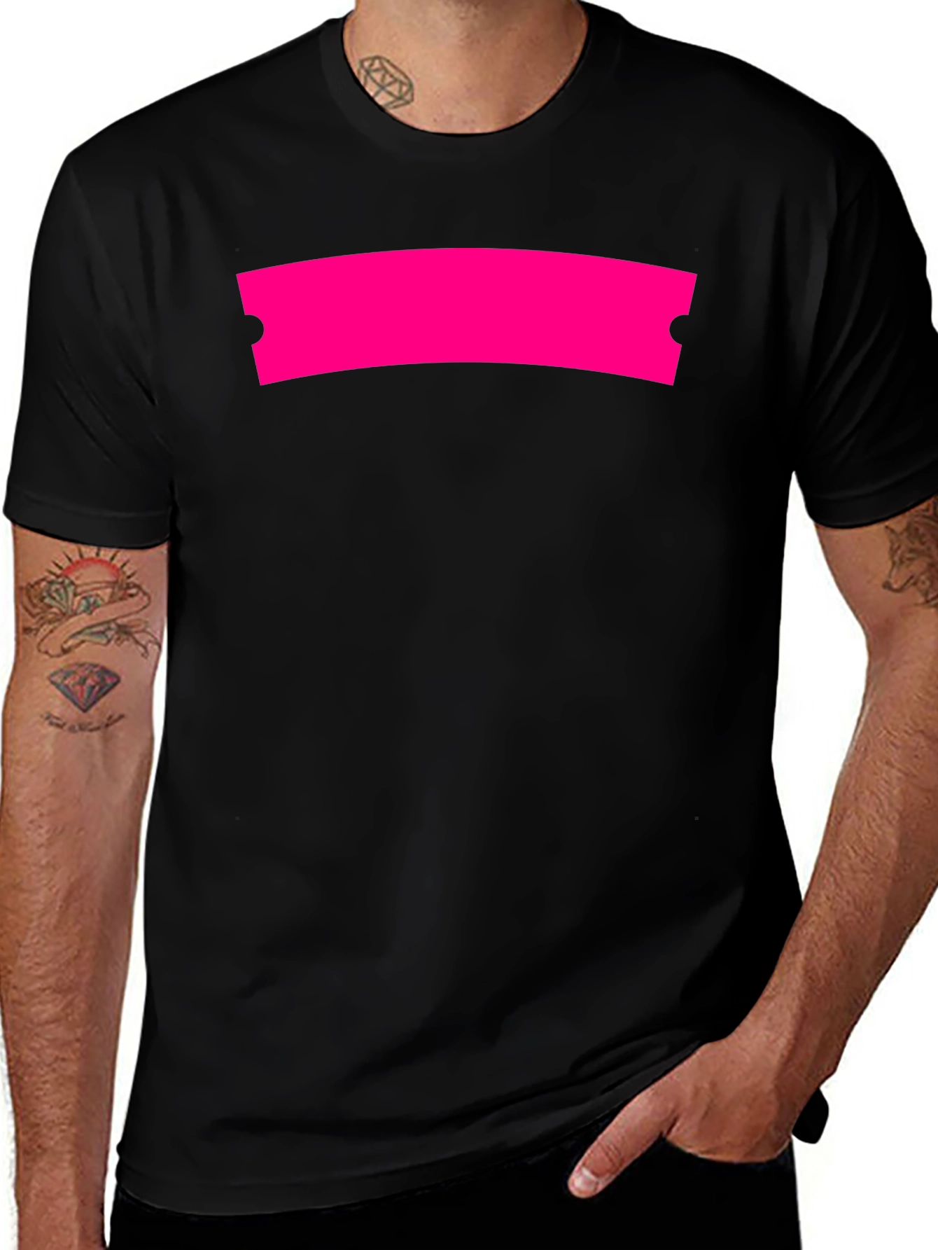 Variant 21 of Modern Black Graphic Tee with Hot Pink Ticket