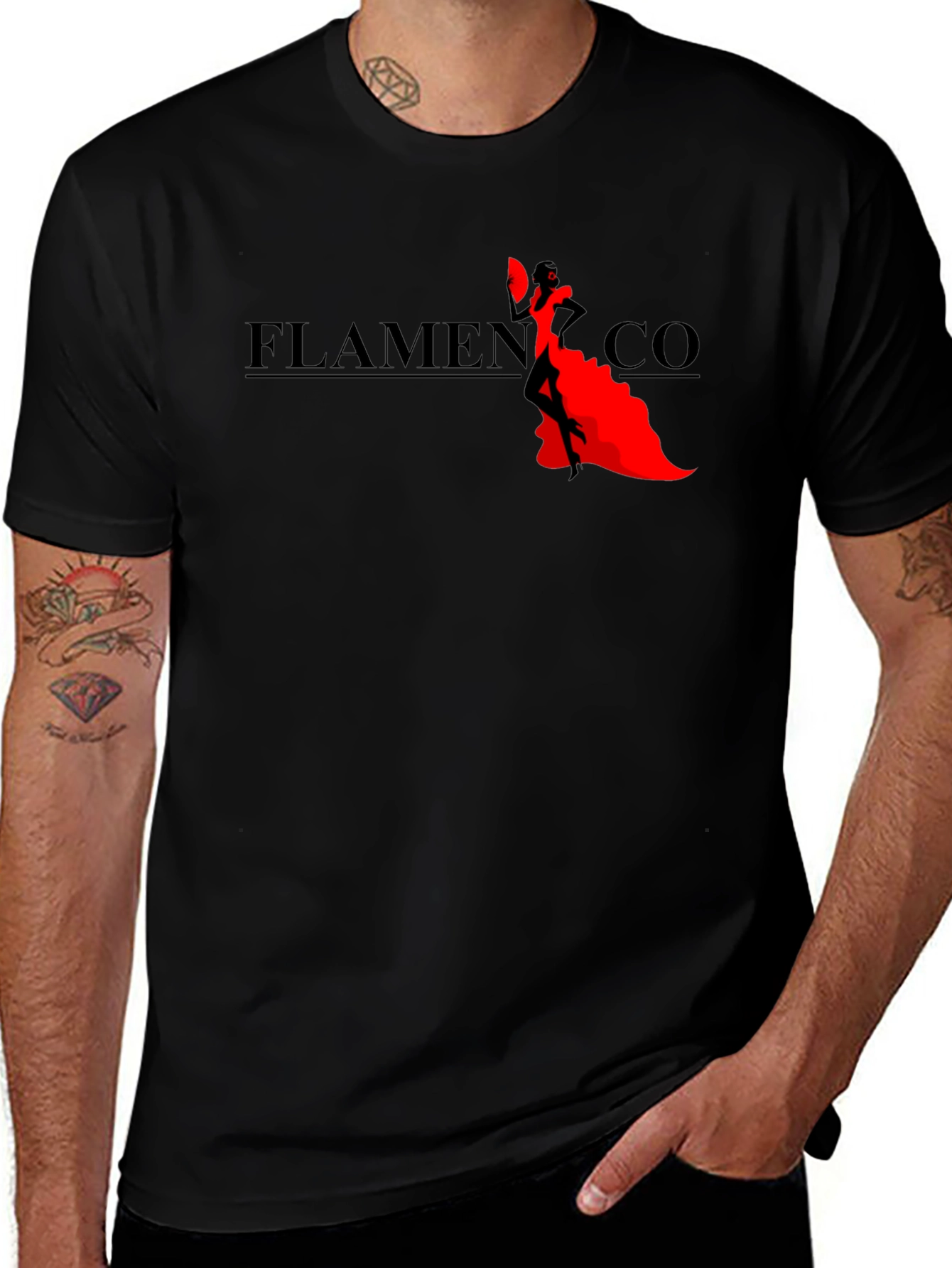 Variant 18 of Flamenco Dancer Graphic Black T-Shirt