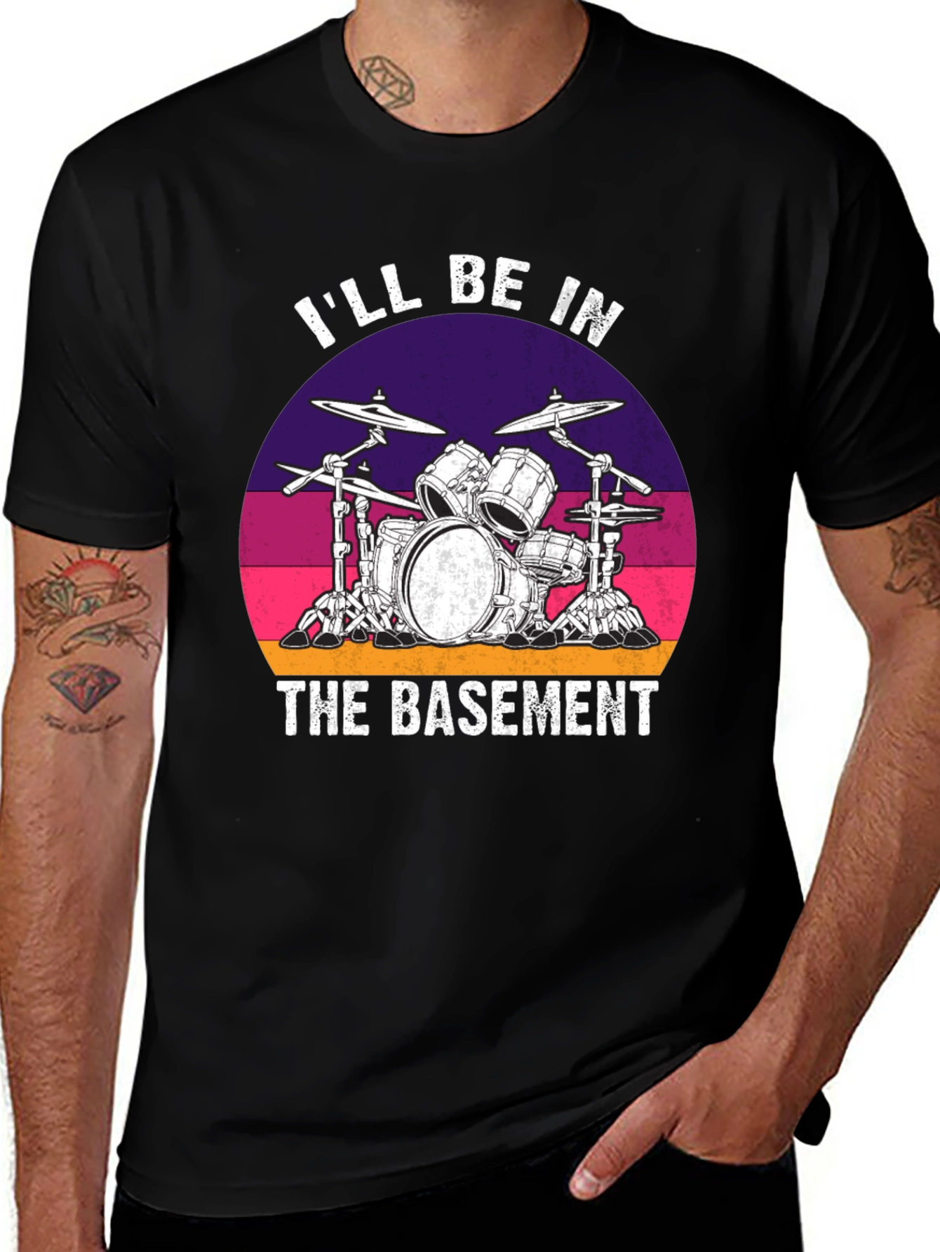 Variant 23 of I'll Be In The Basement Drum Set Graphic Tee
