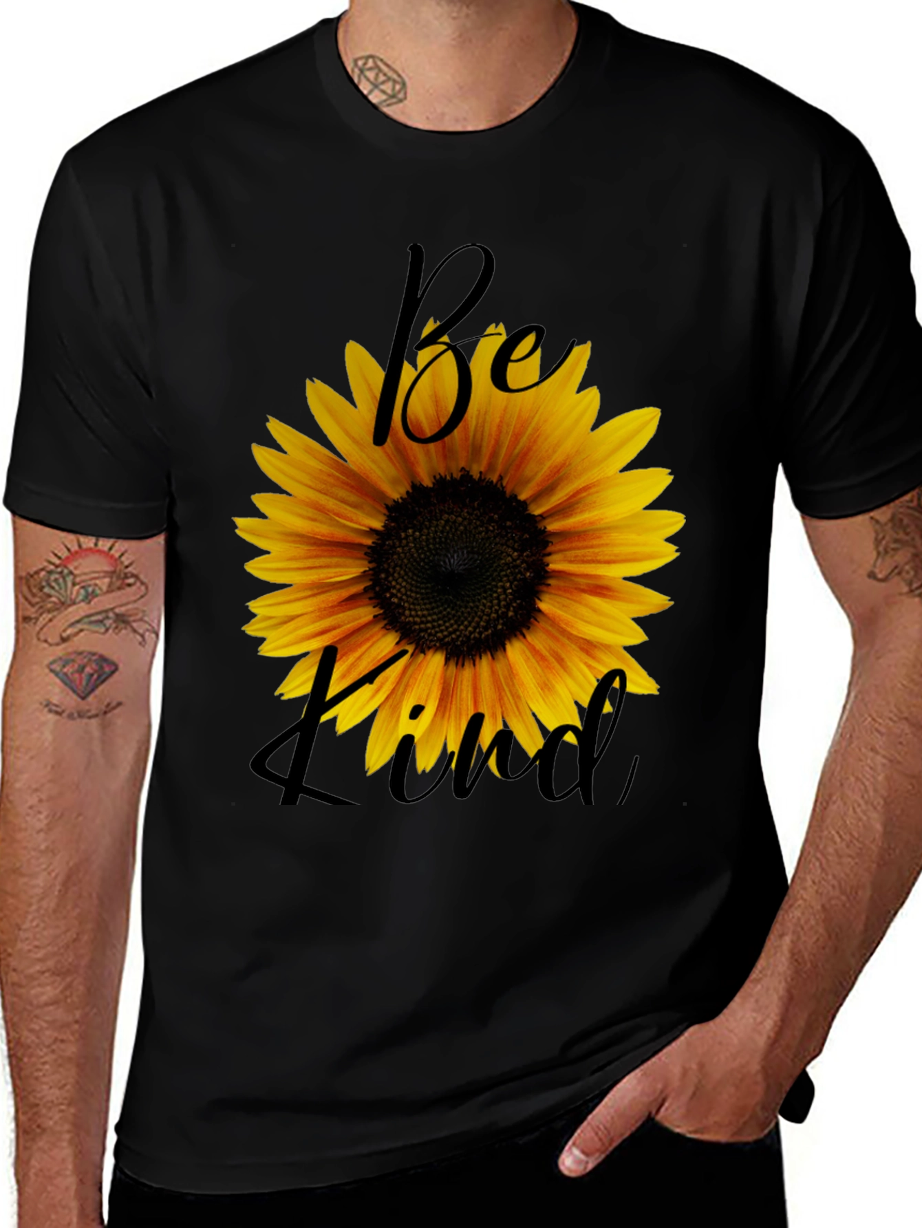 Variant 20 of Sunflower 'Be Kind' Graphic Black T-Shirt
