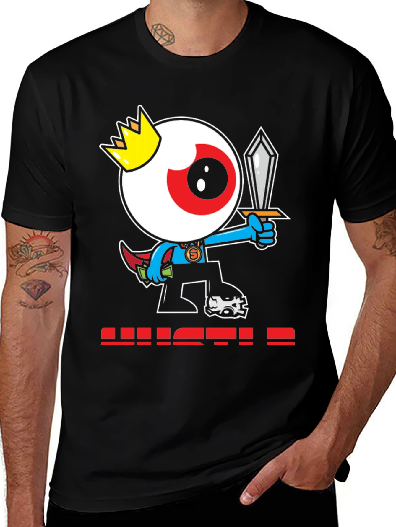 Variant 16 of Eye King Cartoon Graphic Black T-Shirt