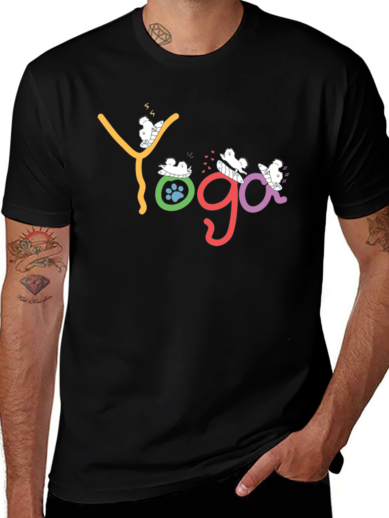Variant 23 of Yoga Dogs Black T-Shirt