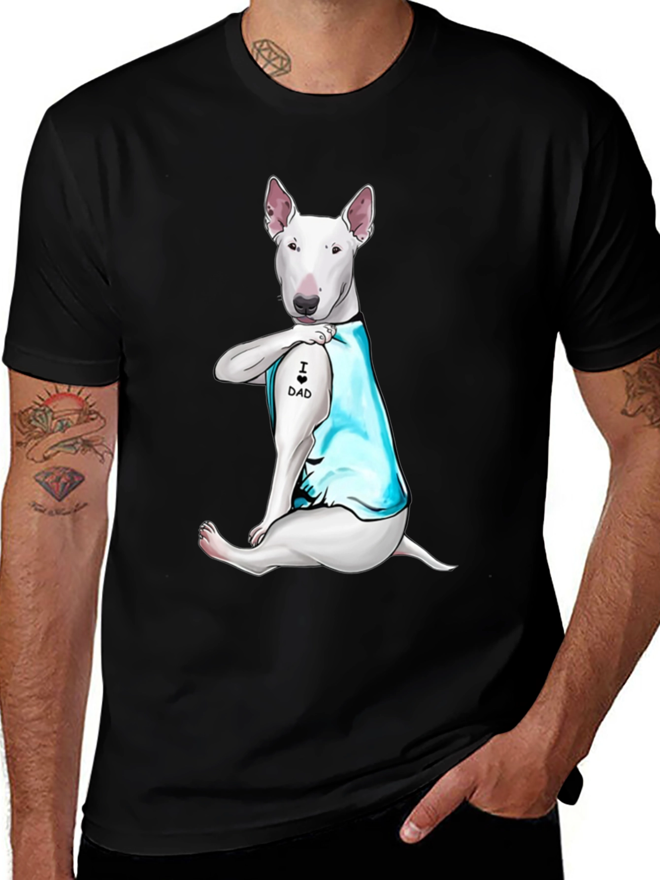 I Love Dad Bull Terrier T-Shirt