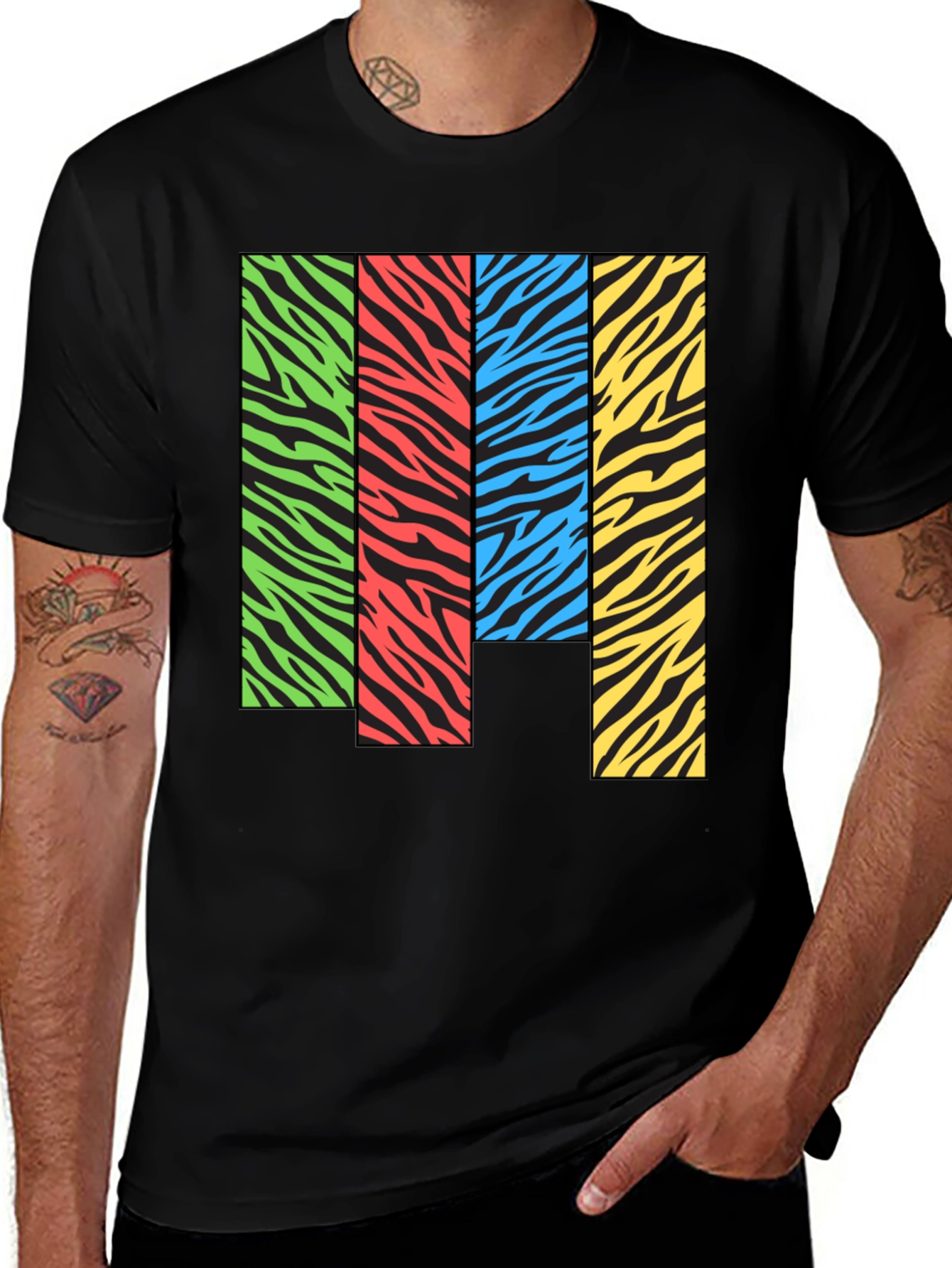 Variant 4 of Zebra Stripe Color Block Graphic Tee
