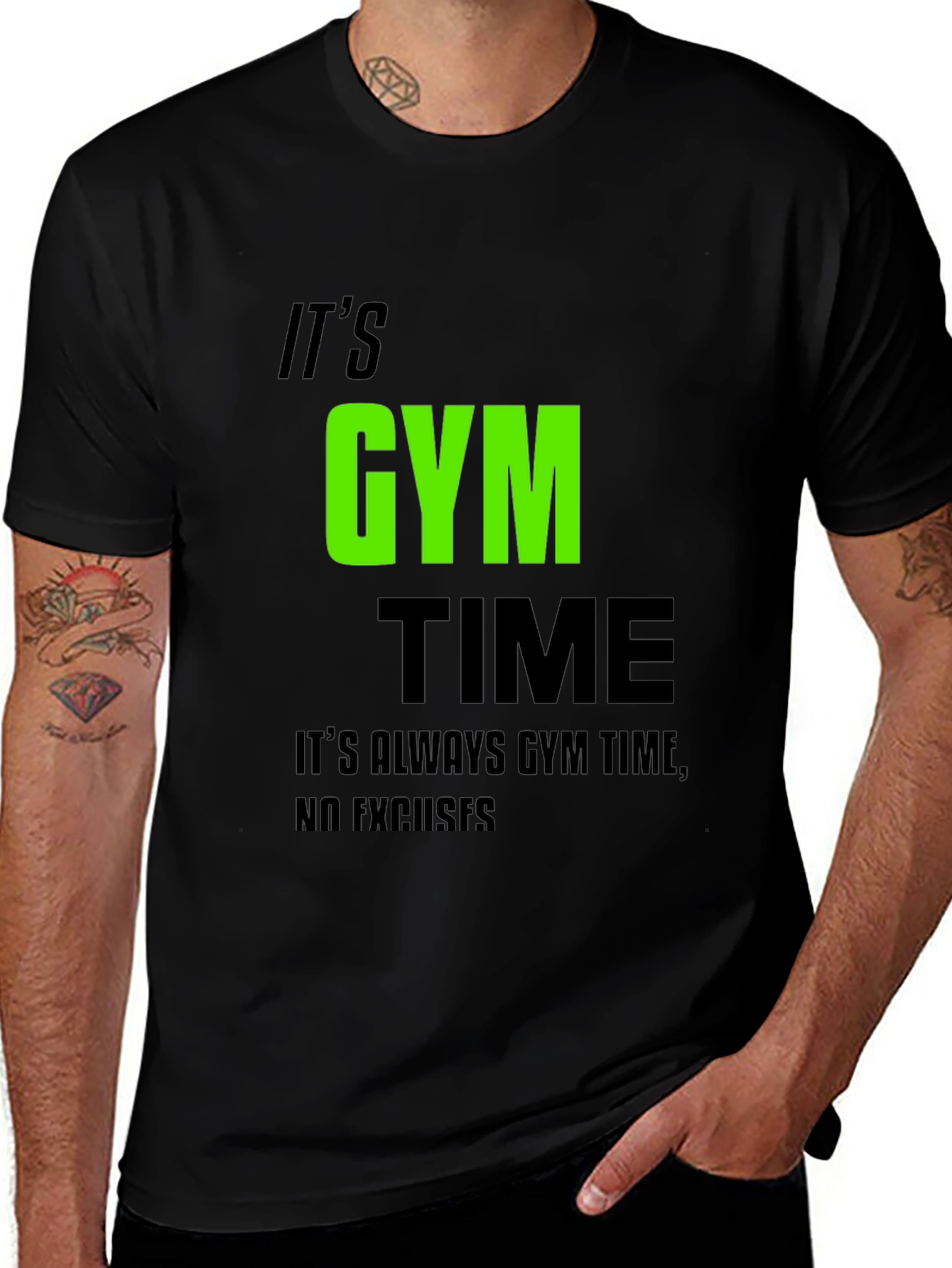 Variant 23 of It's Gym Time Graphic Tee - Black