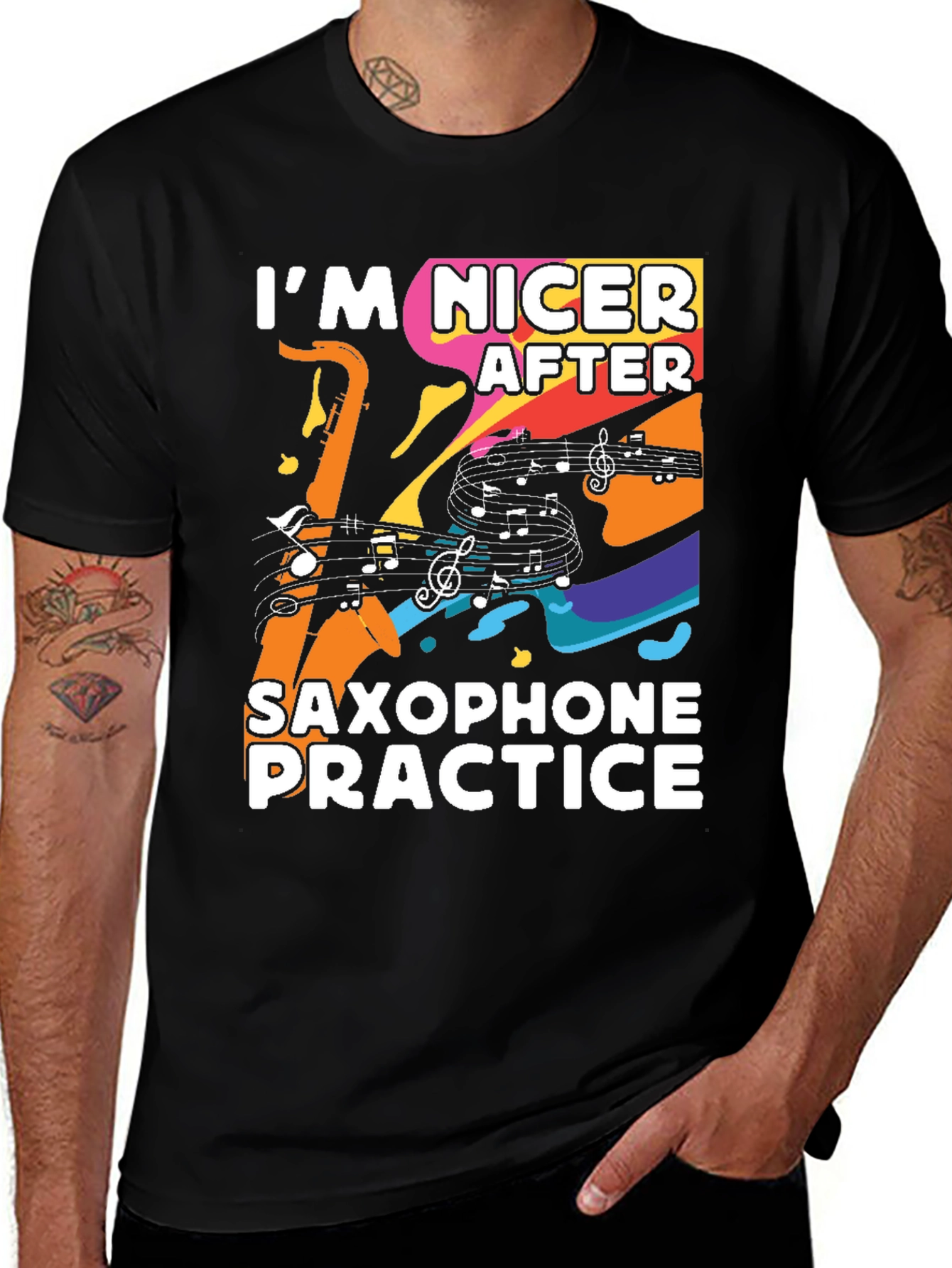 Variant 16 of Nicer After Saxophone Practice Black T-Shirt