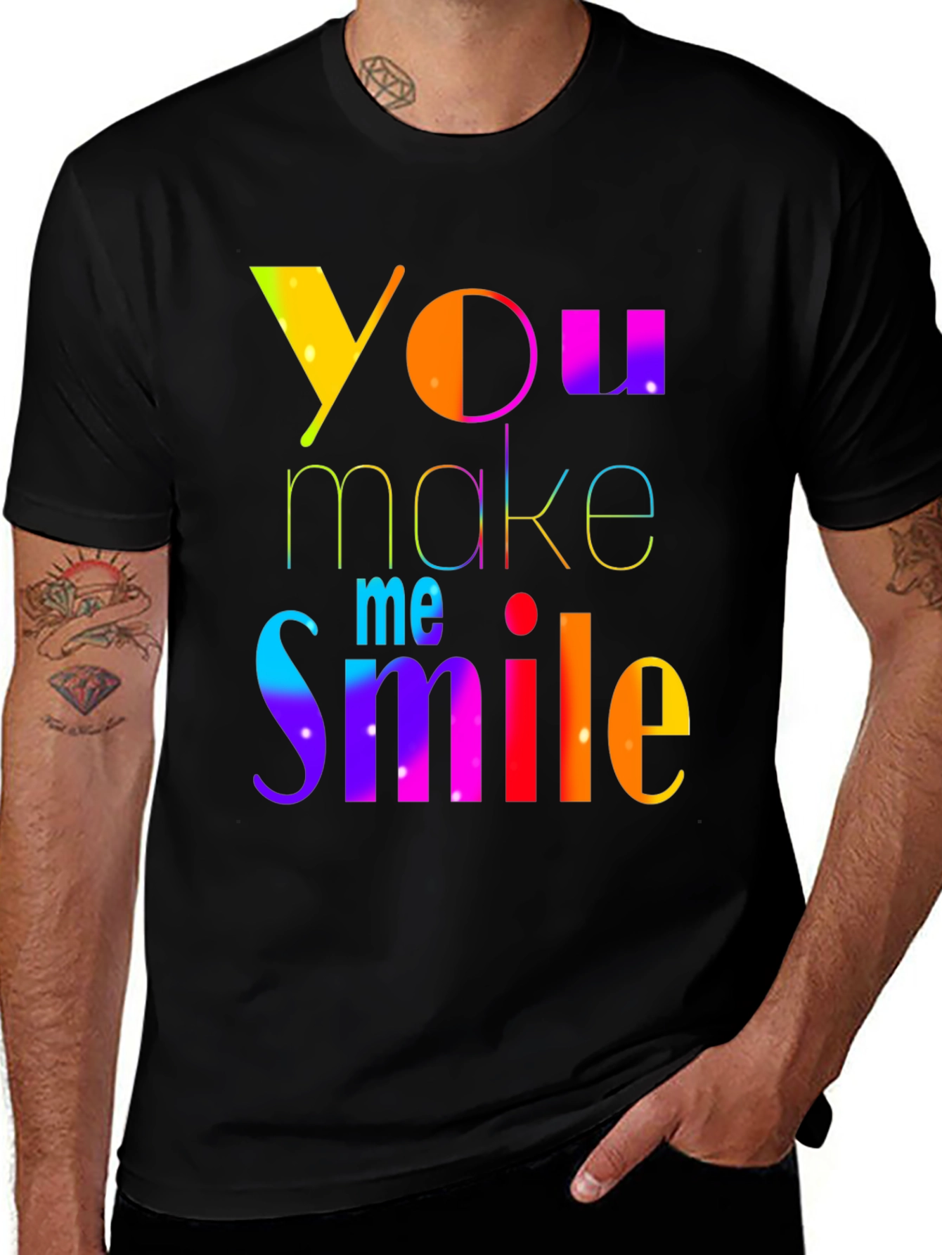 Rainbow 'You Make Me Smile' Black T-Shirt