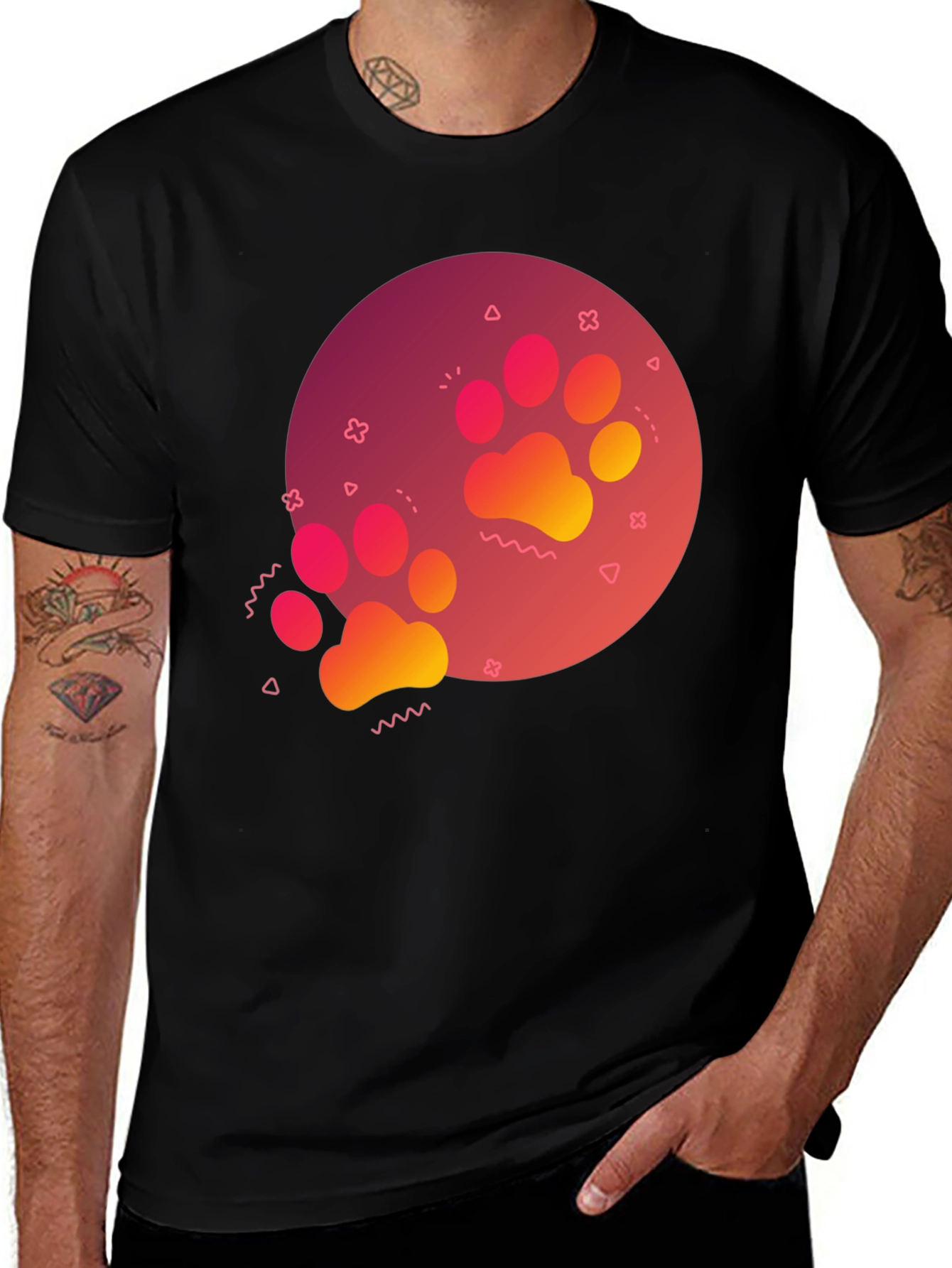 Variant 6 of Paw Print Graphic Tee - Casual Style