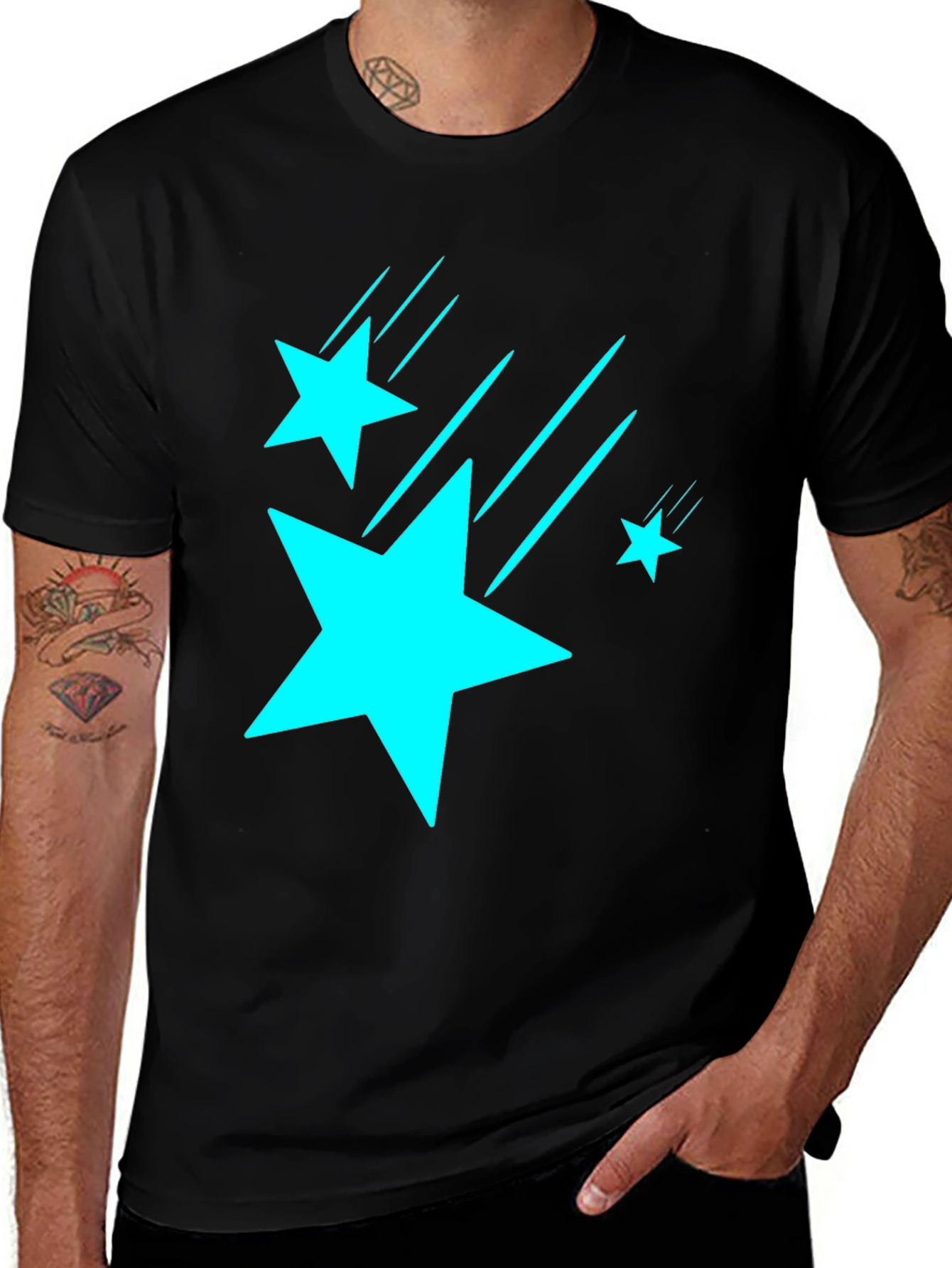 Stars Graphic Black T-Shirt
